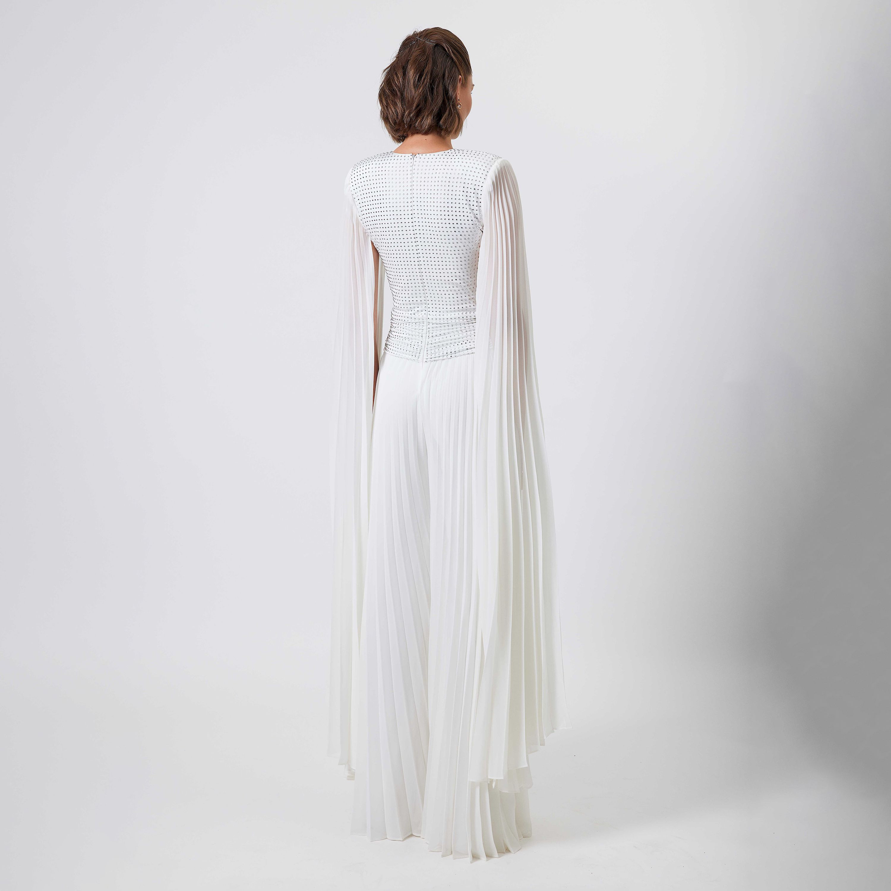 اسبيليا-  جمبسوت للنساء مطوي بياقة على شكل حرف V  بوليستر مزين-women-clothing-jumpsuits-image-8
