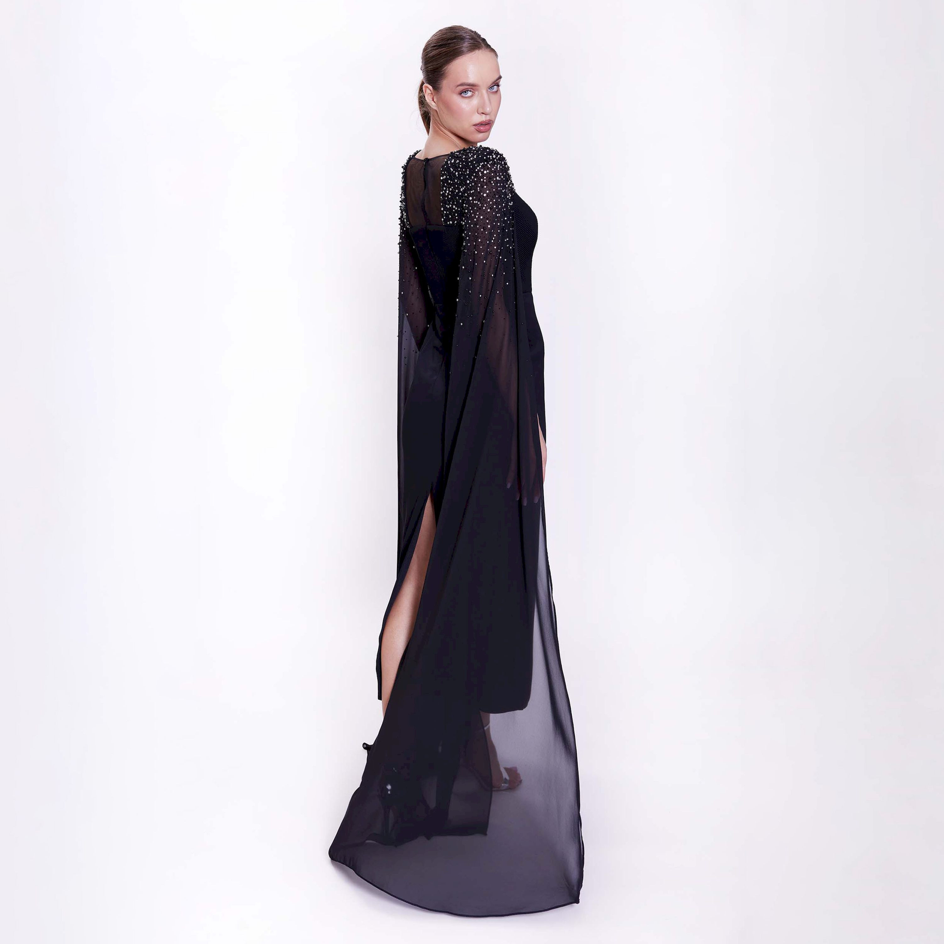 اسبيليا-  فستان ماكسي للنساء ضيق بياقة على شكل قلب  بوليستر مزين-women-clothing-dresses-image-2