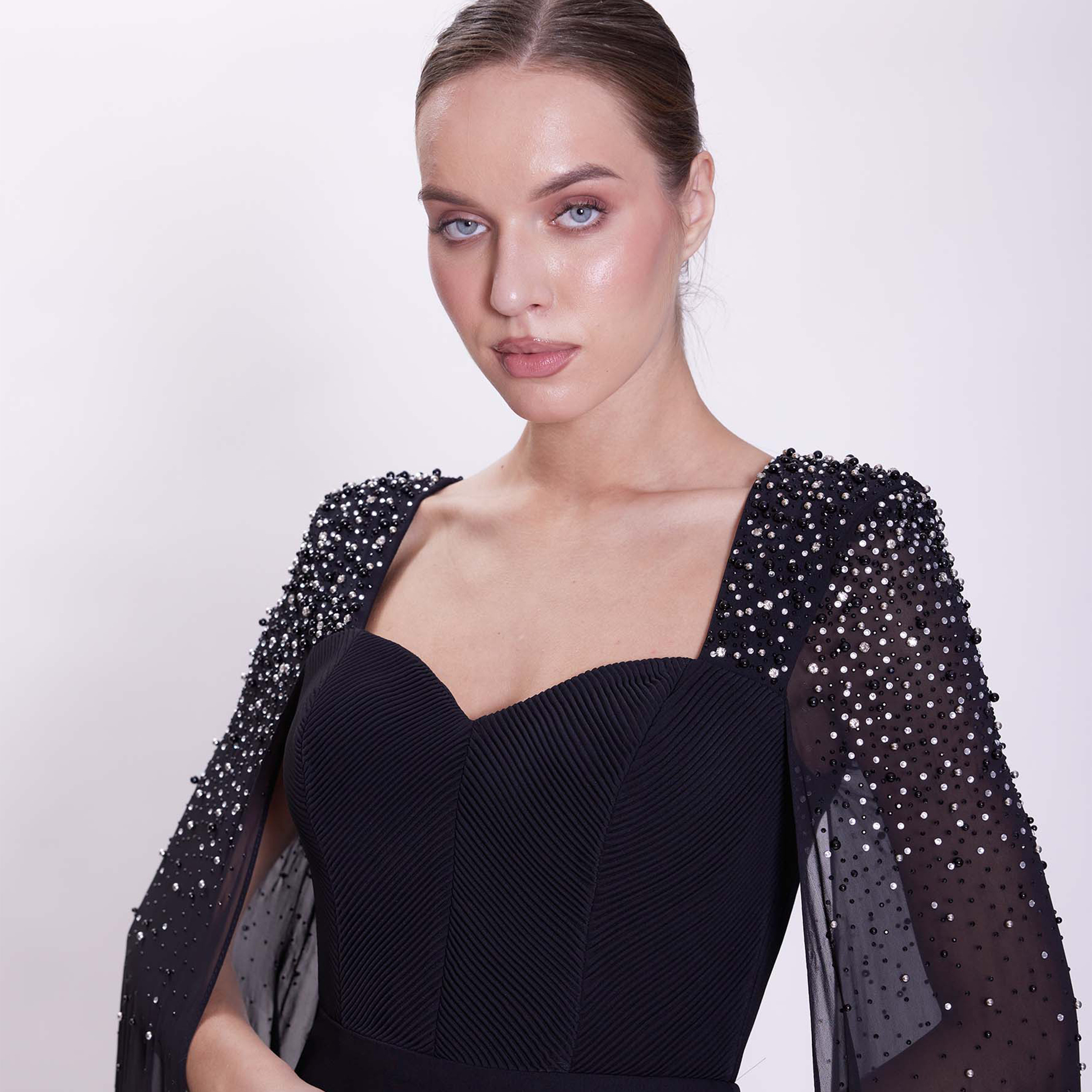 اسبيليا-  فستان ماكسي للنساء ضيق بياقة على شكل قلب  بوليستر مزين-women-clothing-dresses-image-4