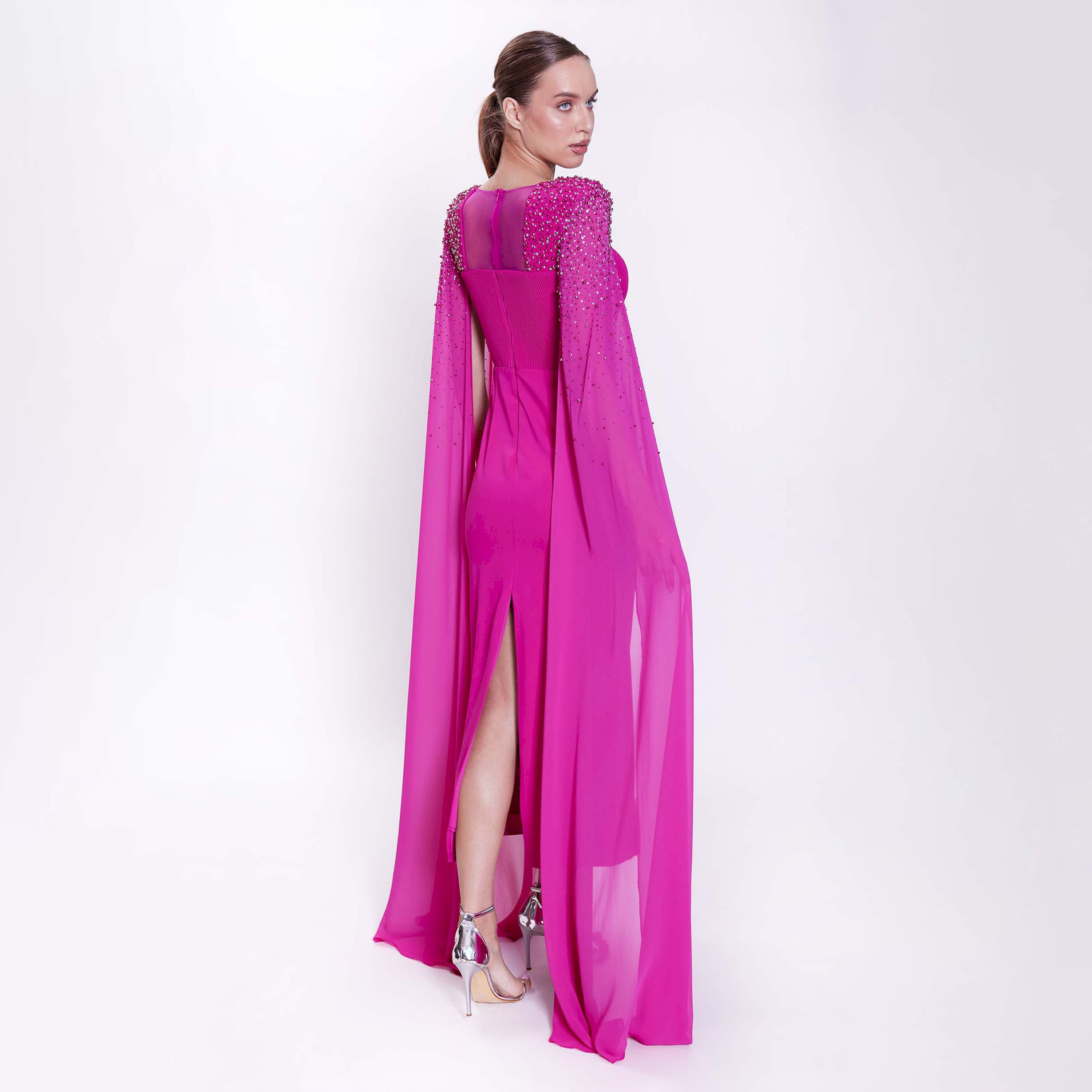 اسبيليا-  فستان ماكسي للنساء ضيق بياقة على شكل قلب  بوليستر مزين-women-clothing-dresses-image-6