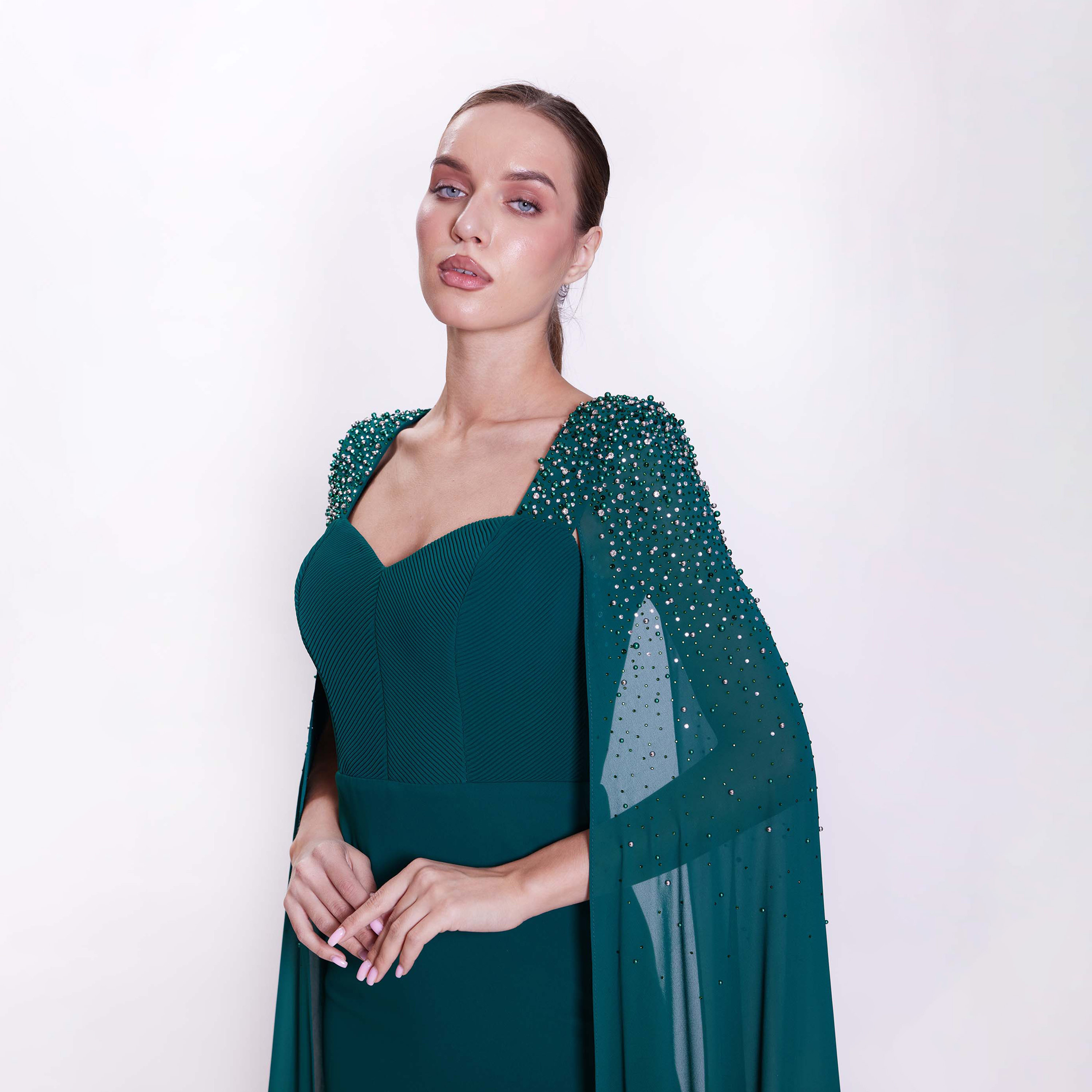 اسبيليا-  فستان ماكسي للنساء ضيق بياقة على شكل قلب  بوليستر مزين-women-clothing-dresses-image-14