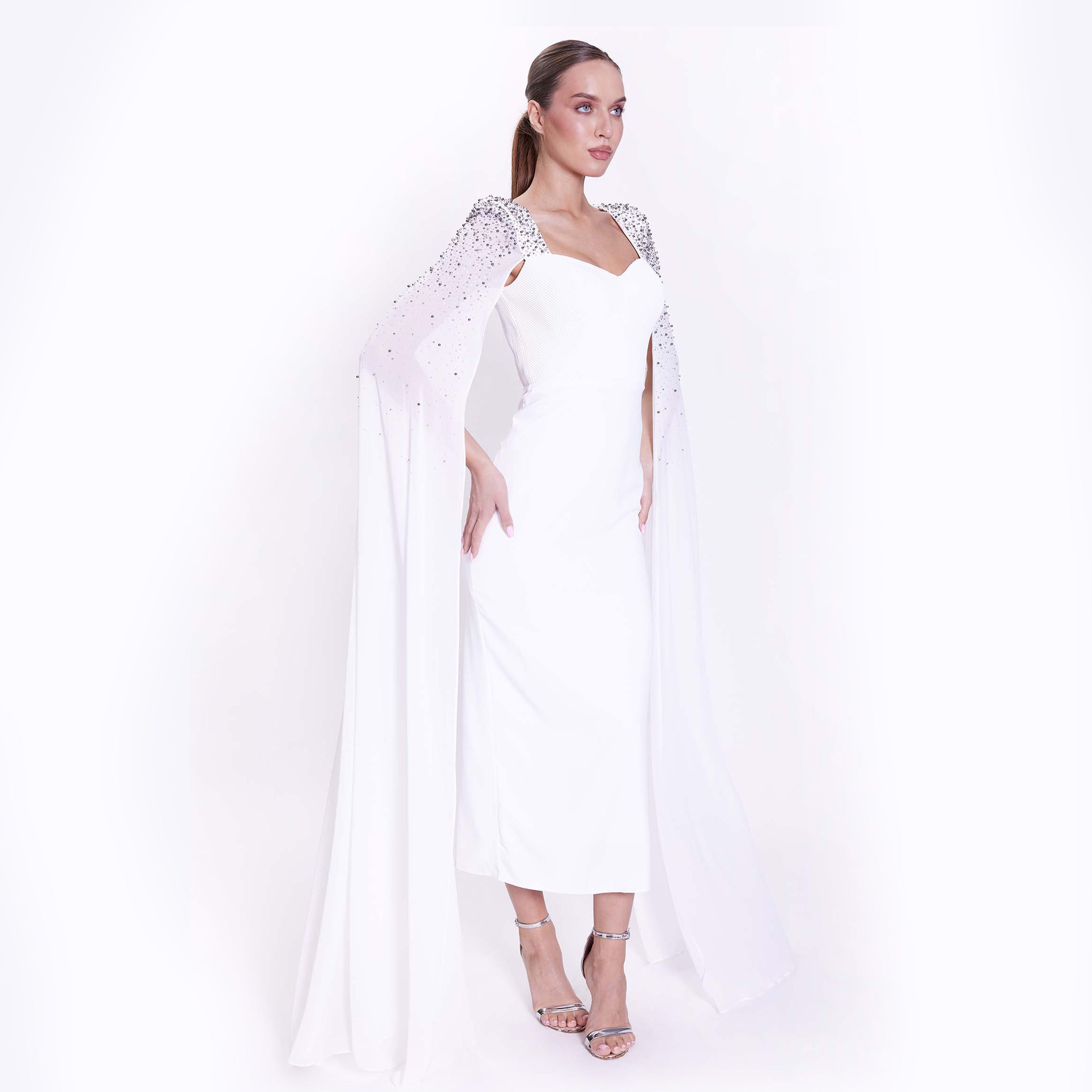 اسبيليا-  فستان ماكسي للنساء ضيق بياقة على شكل قلب  بوليستر مزين-women-clothing-dresses-image-9