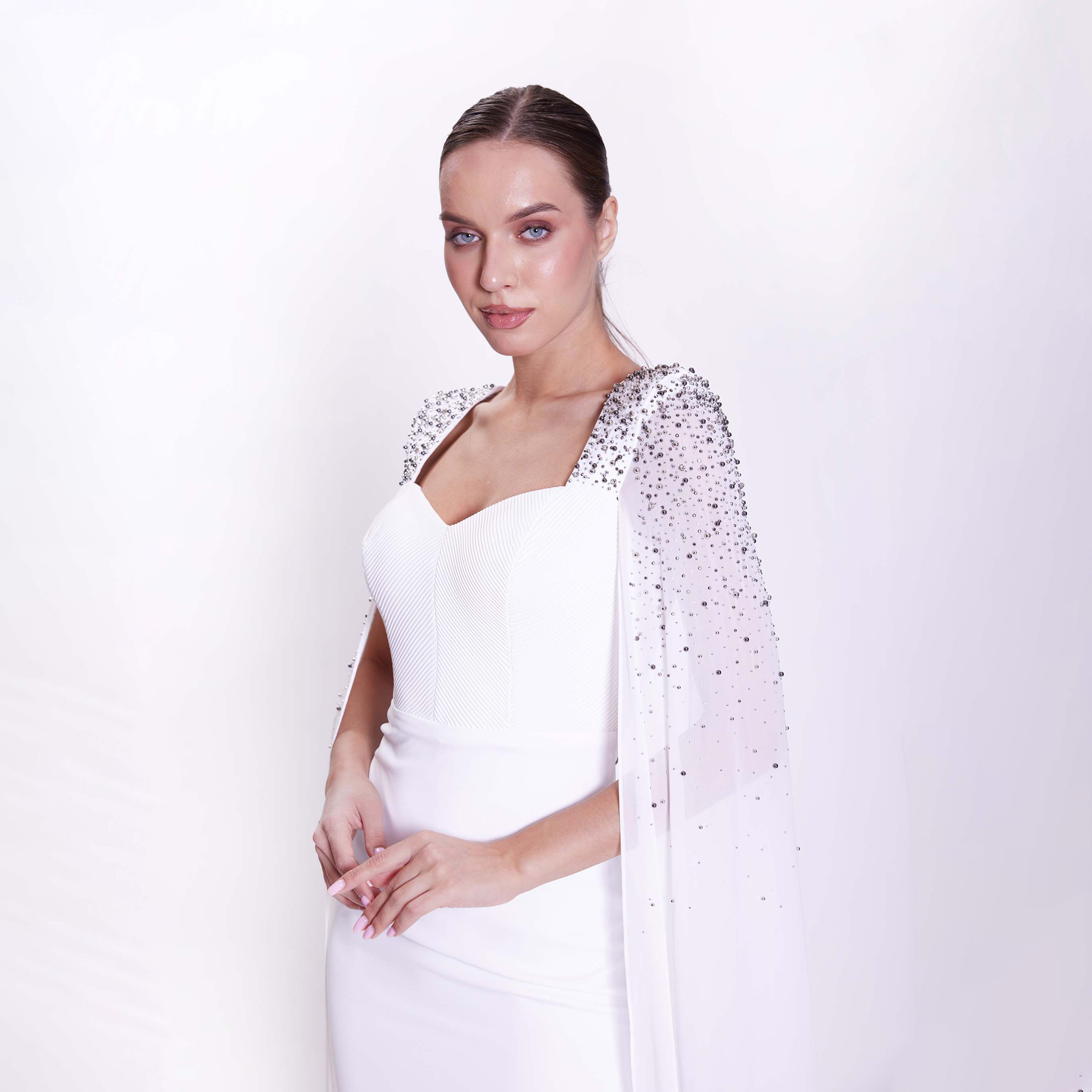 اسبيليا-  فستان ماكسي للنساء ضيق بياقة على شكل قلب  بوليستر مزين-women-clothing-dresses-image-11