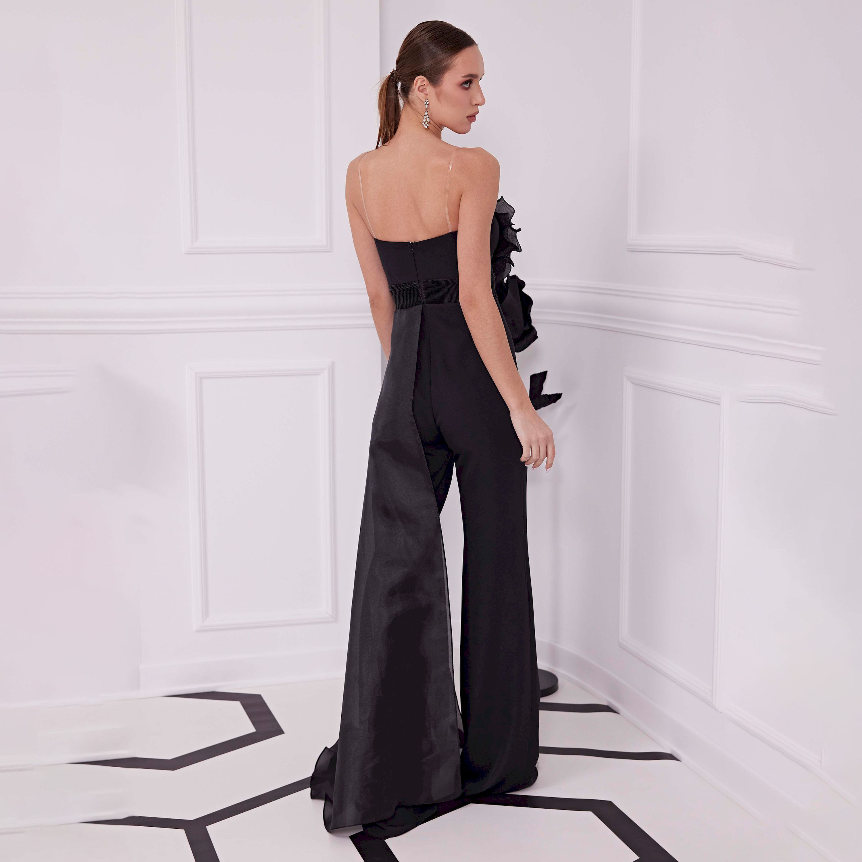 اسبيليا-  جمبسوت للنساء بدون حمالات  بوليستر مكشكش-women-clothing-jumpsuits-image-6