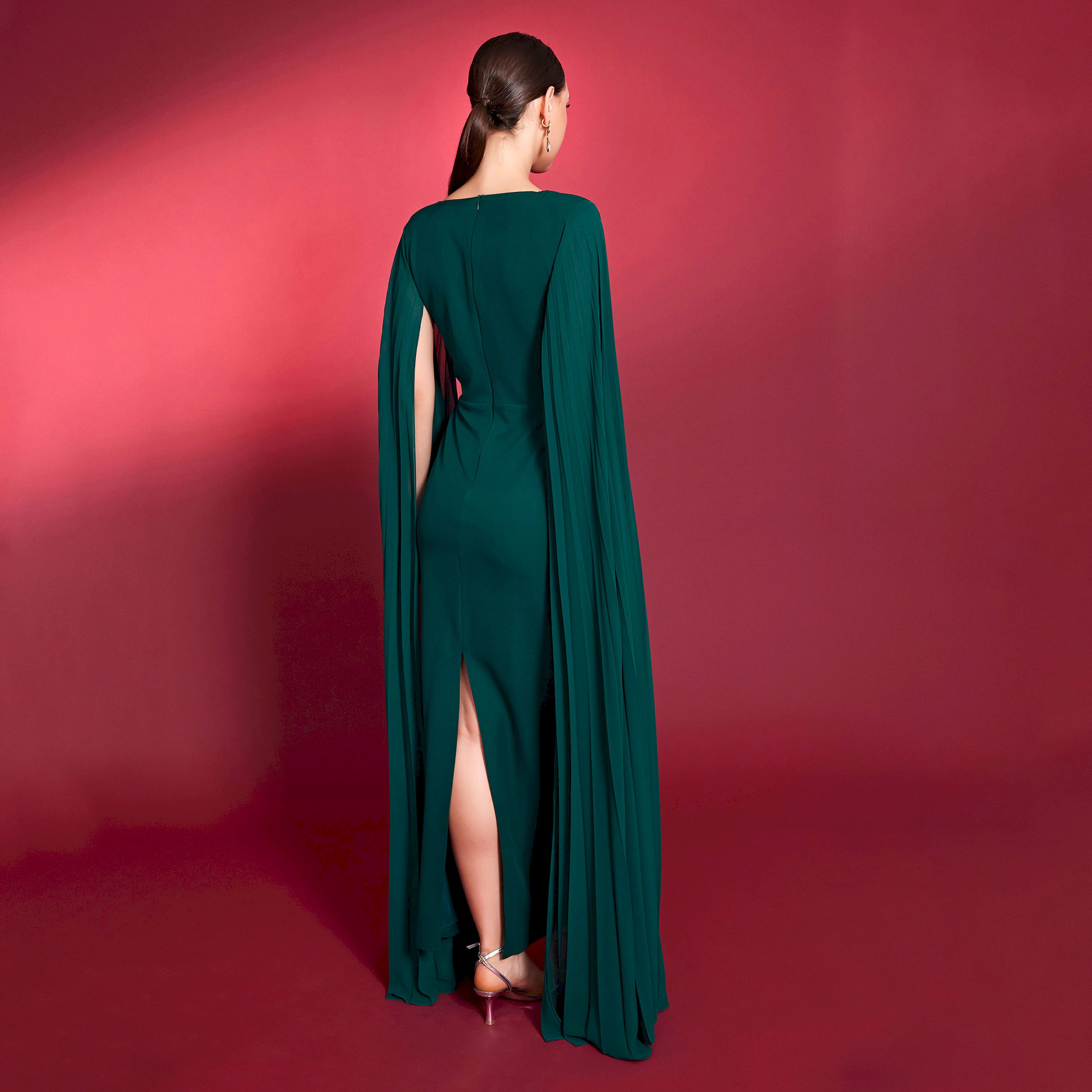 اسبيليا-  فستان للنساء ماكسي بفتحة رقبة على شكل حرف V  بوليستر مزخرف-women-clothing-dresses-image-8