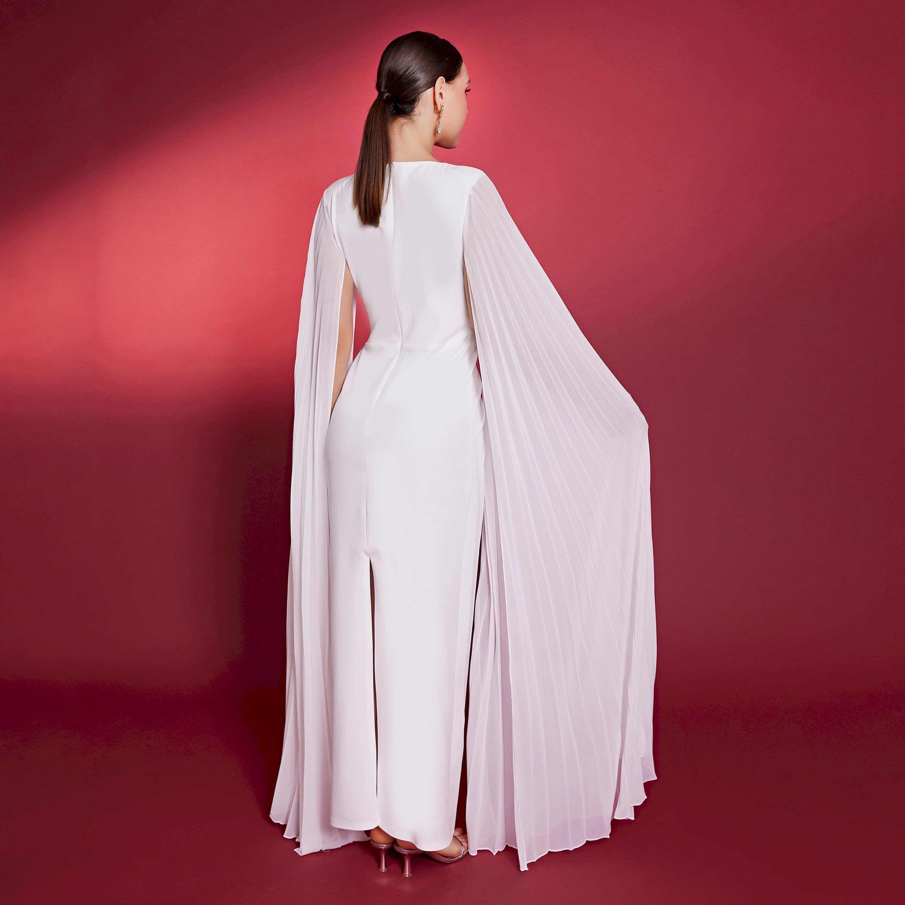 اسبيليا-  فستان للنساء ماكسي بفتحة رقبة على شكل حرف V  بوليستر مزخرف-women-clothing-dresses-image-5