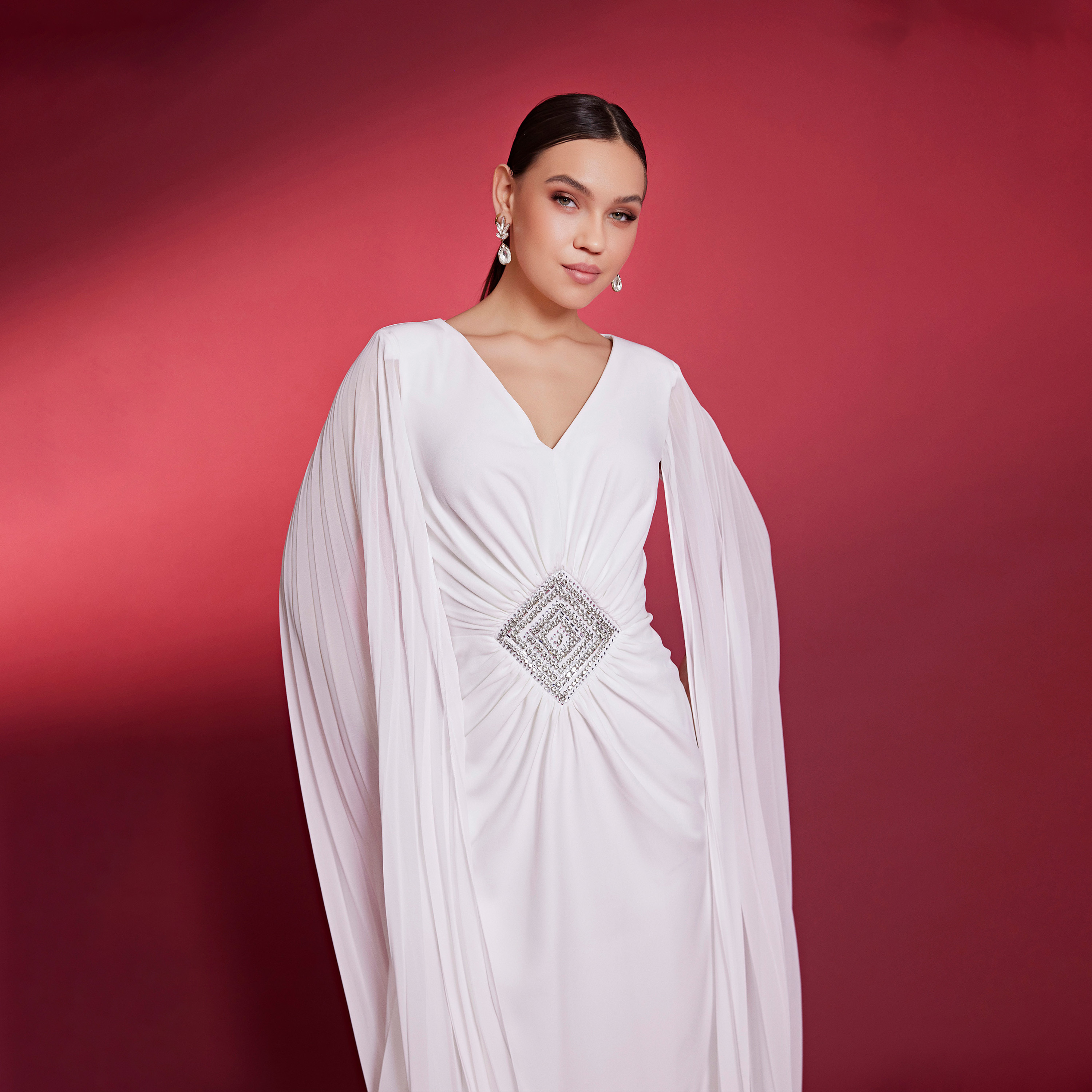 اسبيليا-  فستان للنساء ماكسي بفتحة رقبة على شكل حرف V  بوليستر مزخرف-women-clothing-dresses-image-6