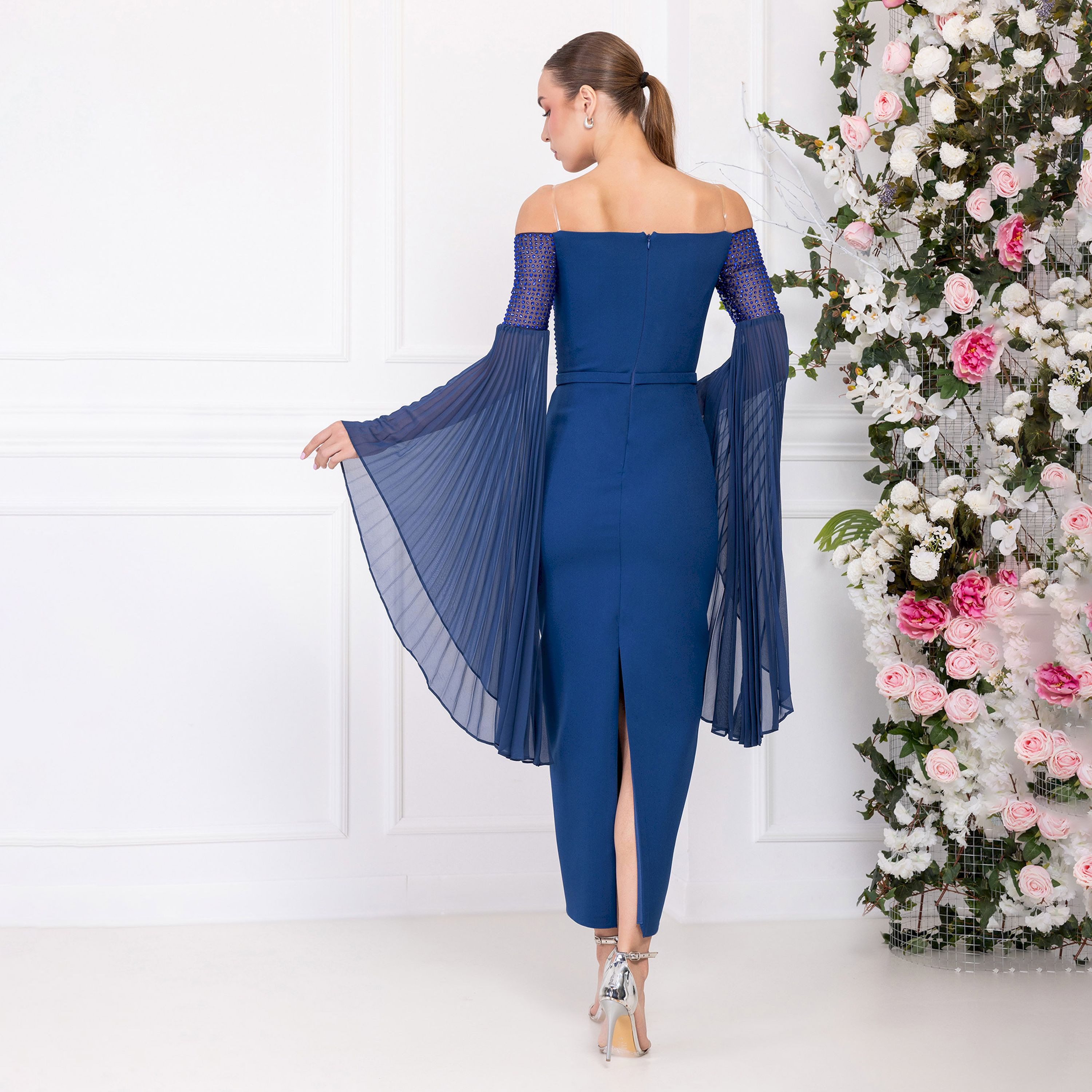 اسبيليا-  فستان ماكسي للنساء مكشوف الكتفين ومطوي بياقة على شكل قلب  بوليستر مزين-women-clothing-dresses-image-6