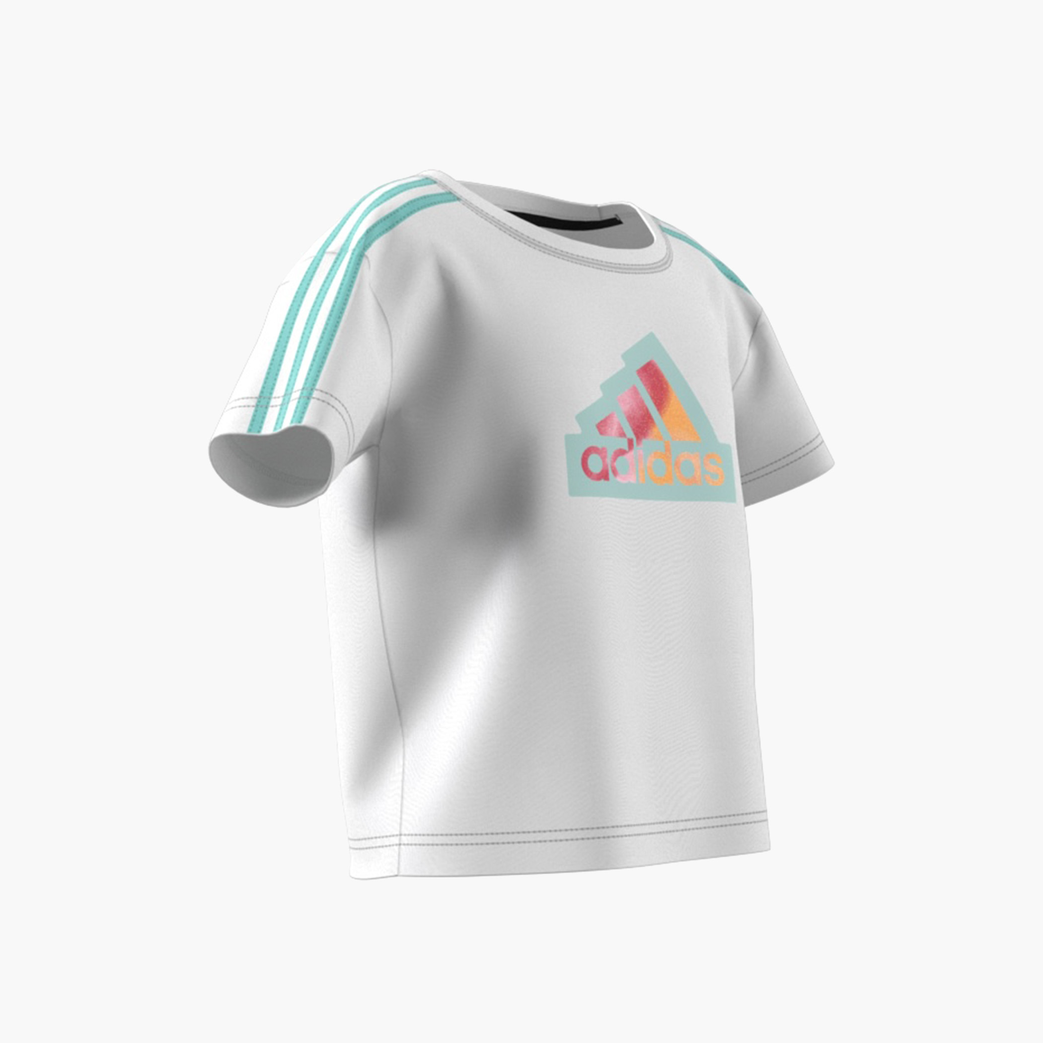 adidas Logo Print Round Neck T-shirt with Short Sleeves-sports-girls-clothing-tops-image-2