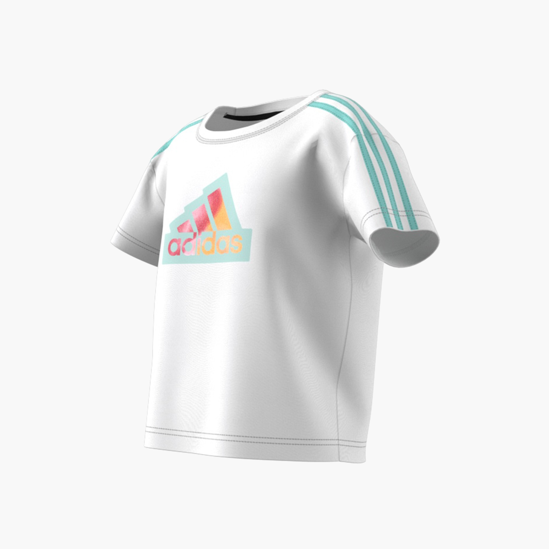 adidas Logo Print Round Neck T-shirt with Short Sleeves-sports-girls-clothing-tops-image-8