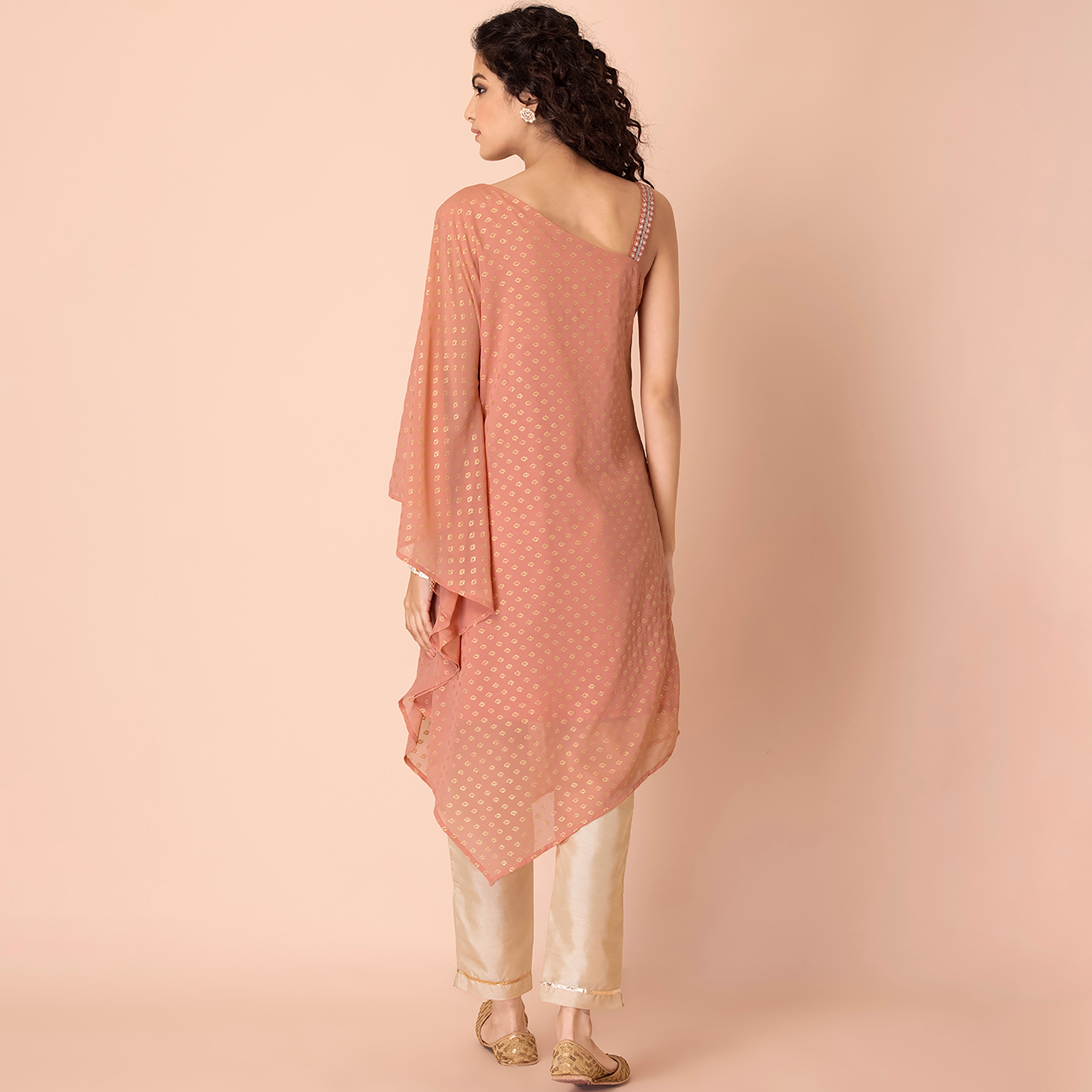 كورتا جورجيت غير متماثلة مع ميرار وورك من إنديا مع مطبوع وفويل-women-clothing-ethnicwear-kurtas-image-5