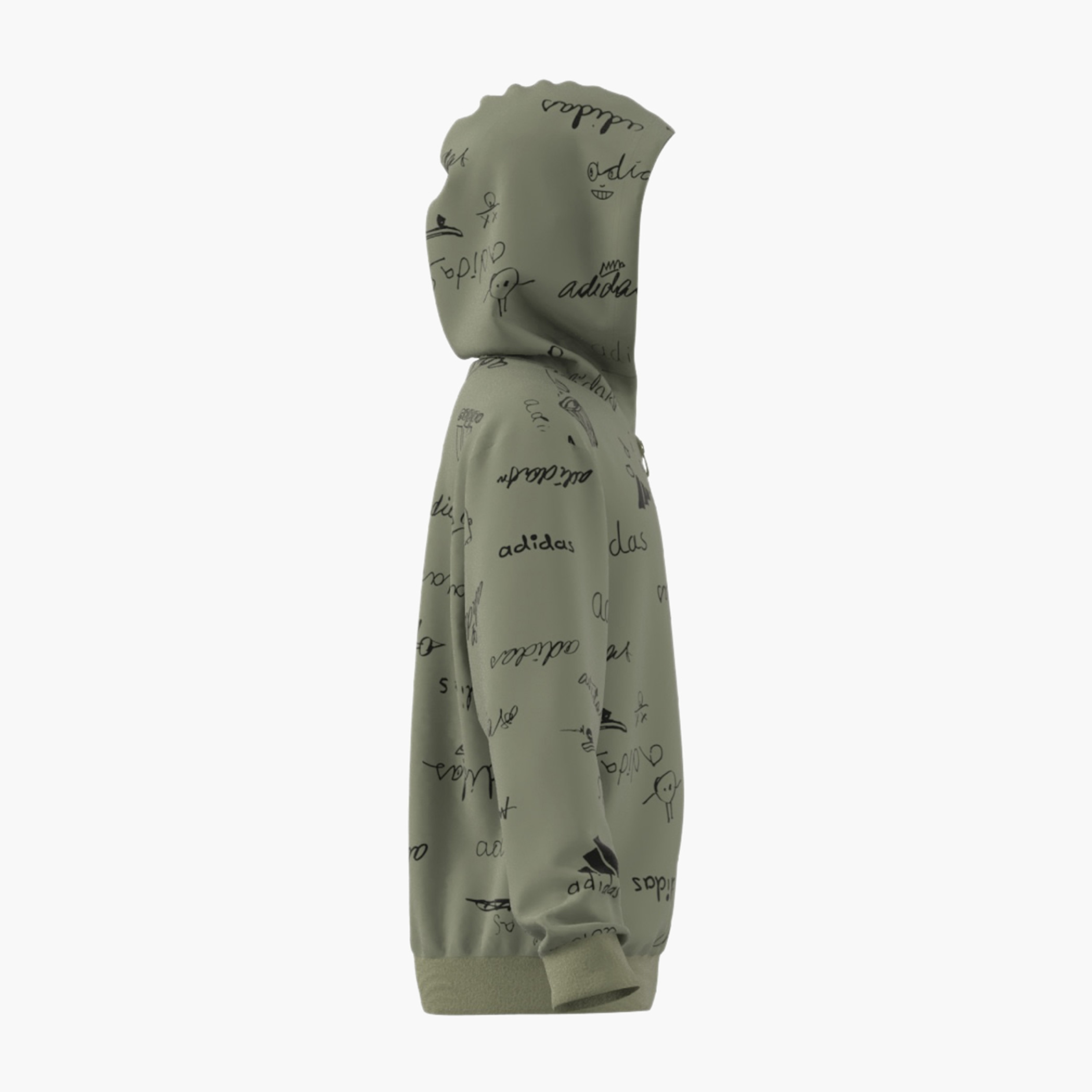 Adidas Logo Print Zip Through Hooded Sweatshirt with Long Sleeves-boys-clothing-sweatshirts-image-3