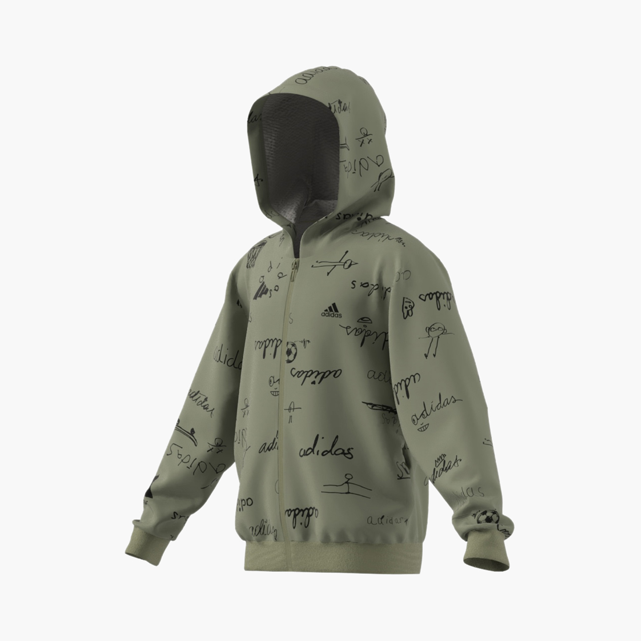 Adidas Logo Print Zip Through Hooded Sweatshirt with Long Sleeves-boys-clothing-sweatshirts-image-8
