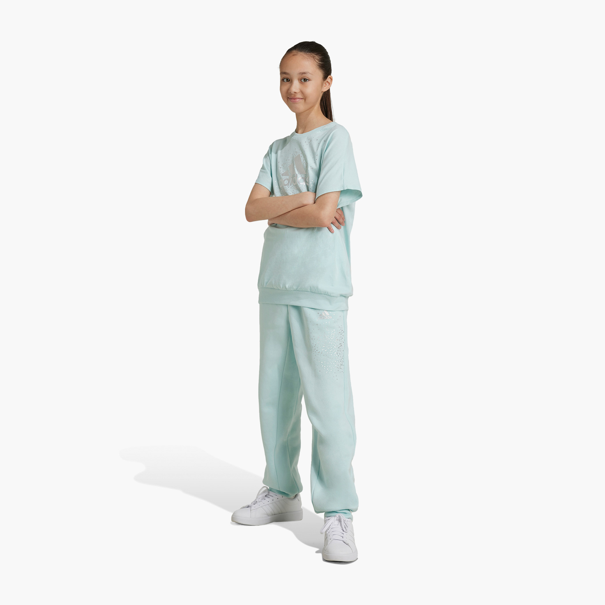 adidas Logo Detail Joggers with Elasticated Waistband and Pockets-girls-clothing-sportswear-bottoms-image-3