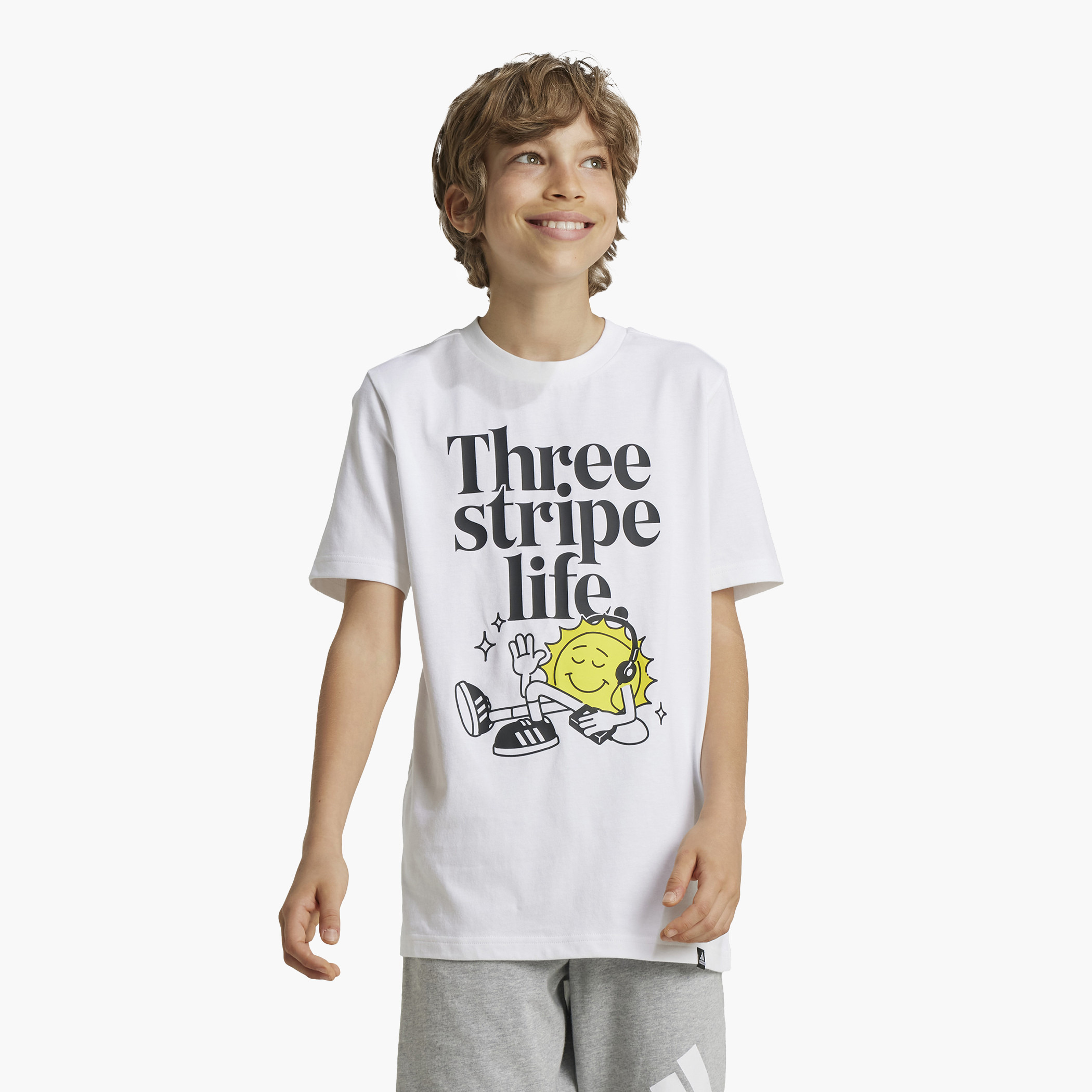 adidas Graphic Print T-shirt with Short Sleeves and Crew Neck-sports-boys-clothing-tops-image-2