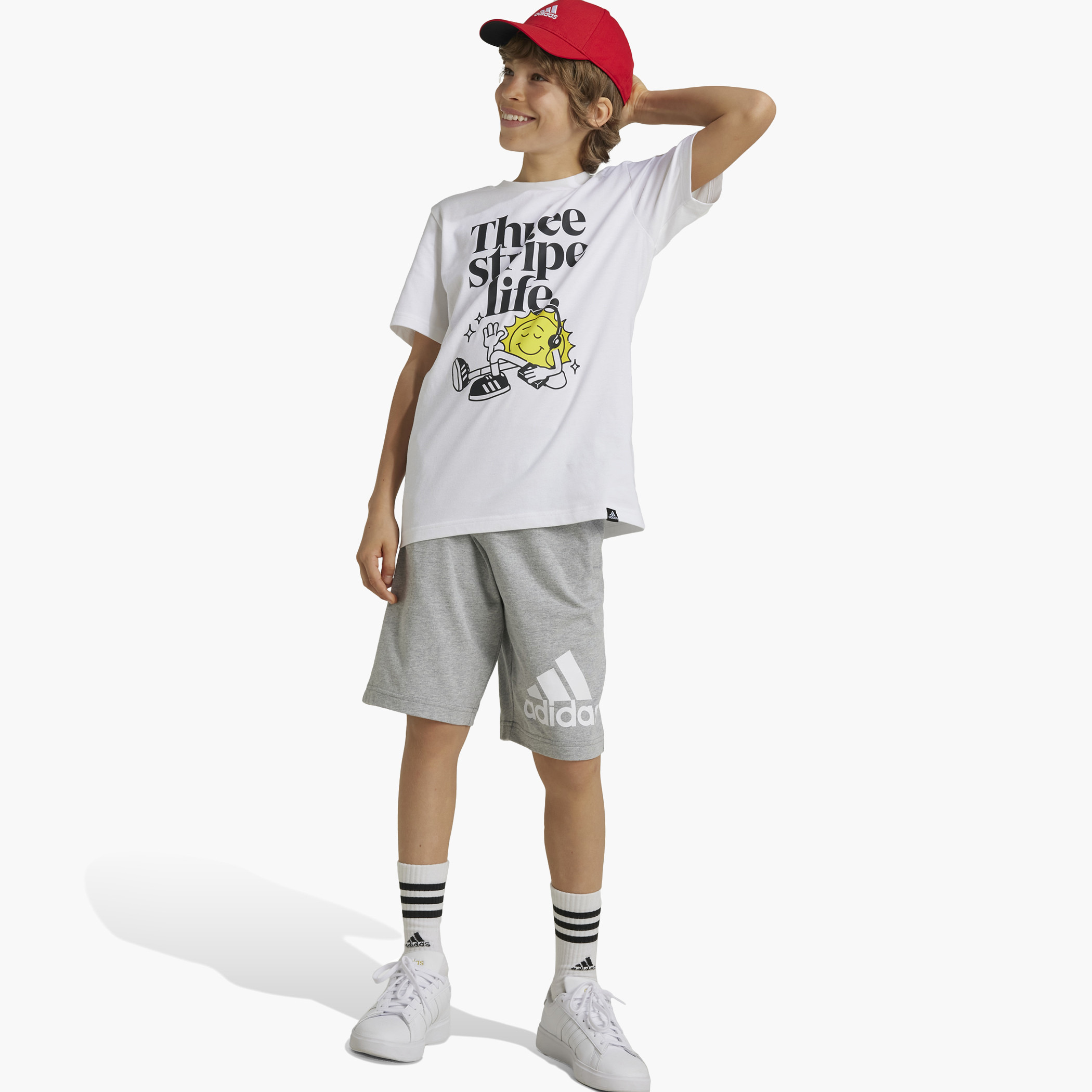 adidas Graphic Print T-shirt with Short Sleeves and Crew Neck-sports-boys-clothing-tops-image-4