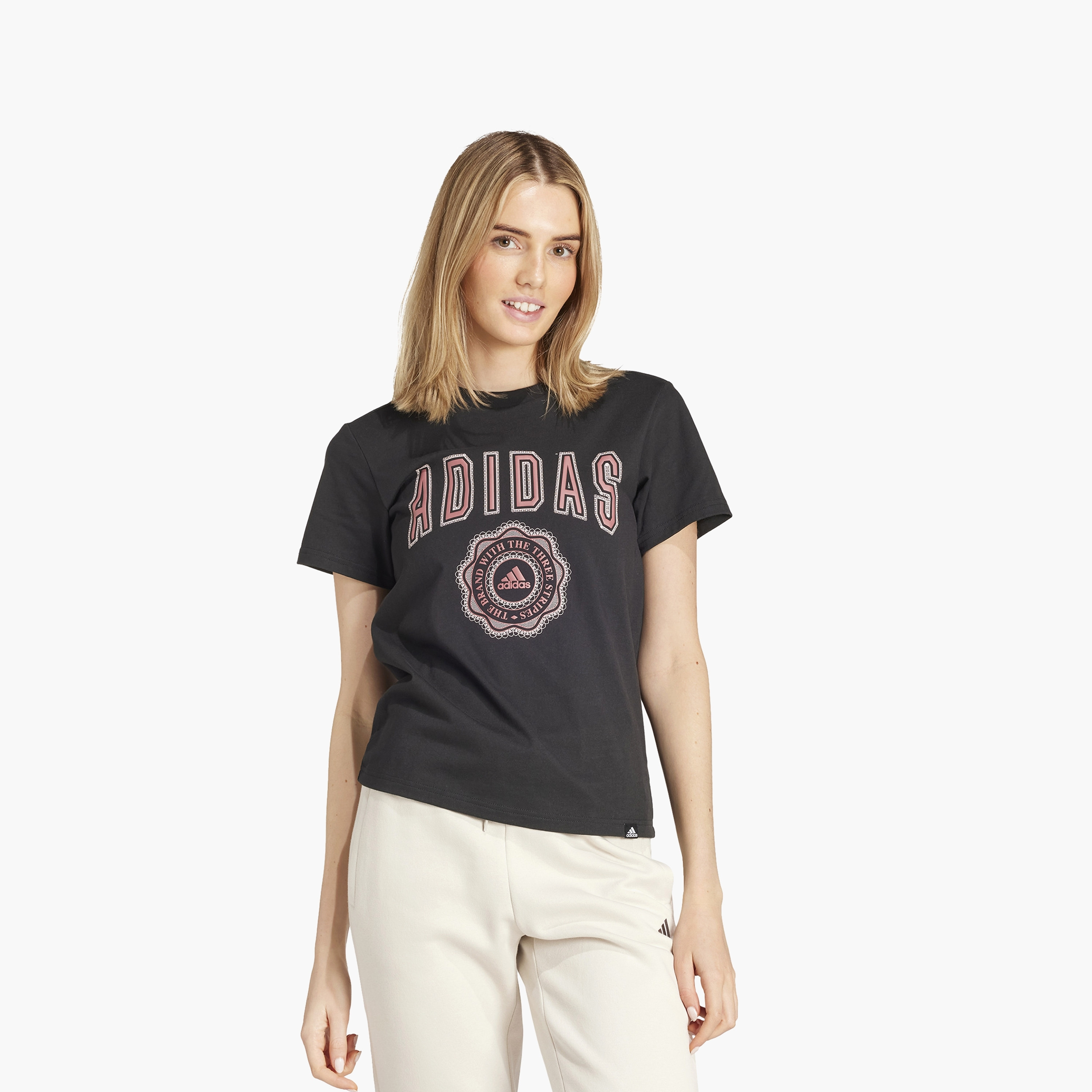 تيشيرت كولجيت جرافيك للنساء من اديداس IW2748 | OE-sports-women-clothing-tshirtsandvests-image-1