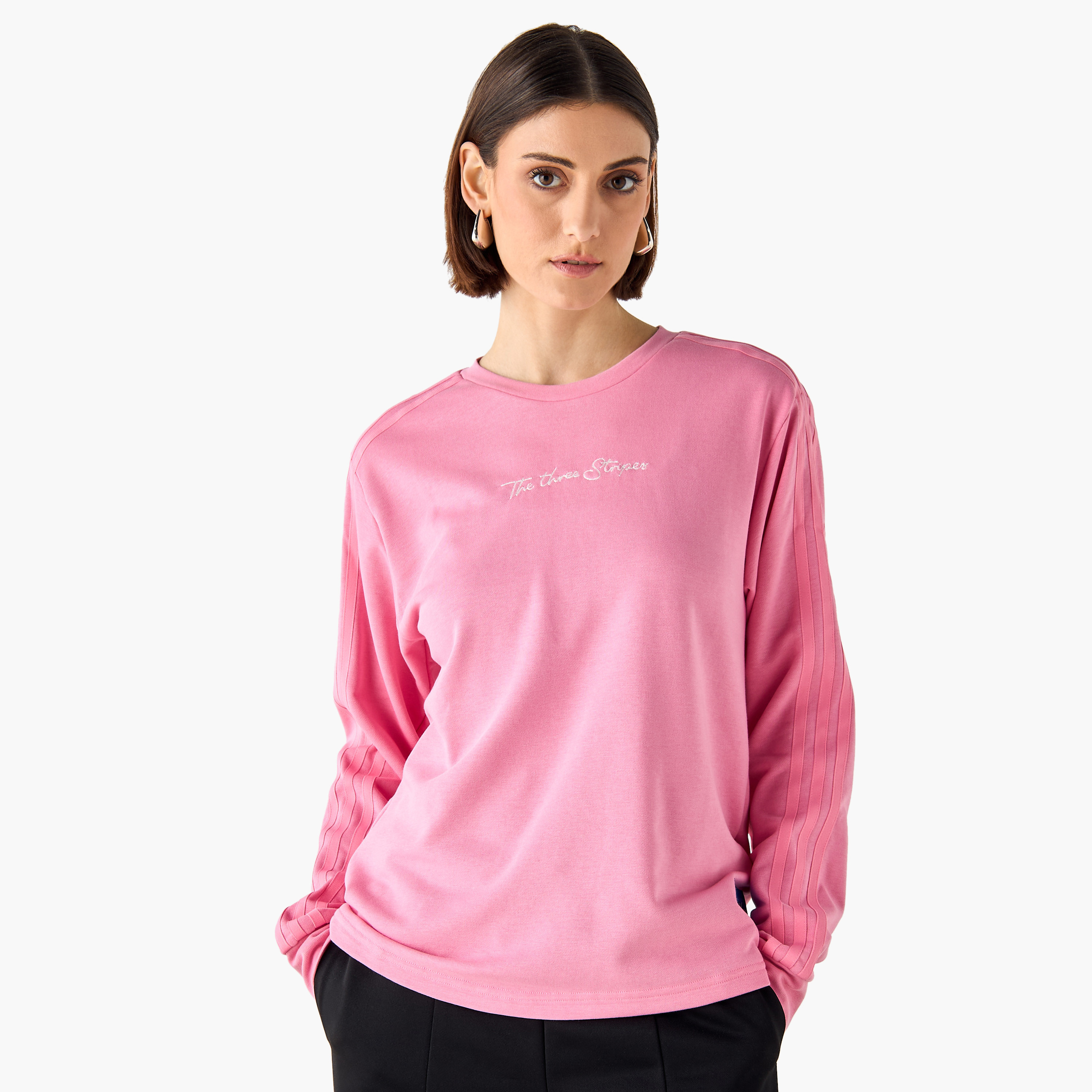 adidas Women's Modern Classics Long Sleeve Graphic Sweatshirt IW5168 | OE-women-clothing-sportswearandactivewear-hoodiesandsweatshirts-image-1