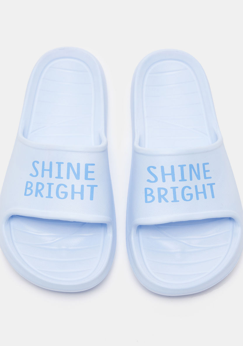 Dash Typographic Print Open Toe Slide Slippers-Women%27s Flip Flops & Beach Slippers-image-0