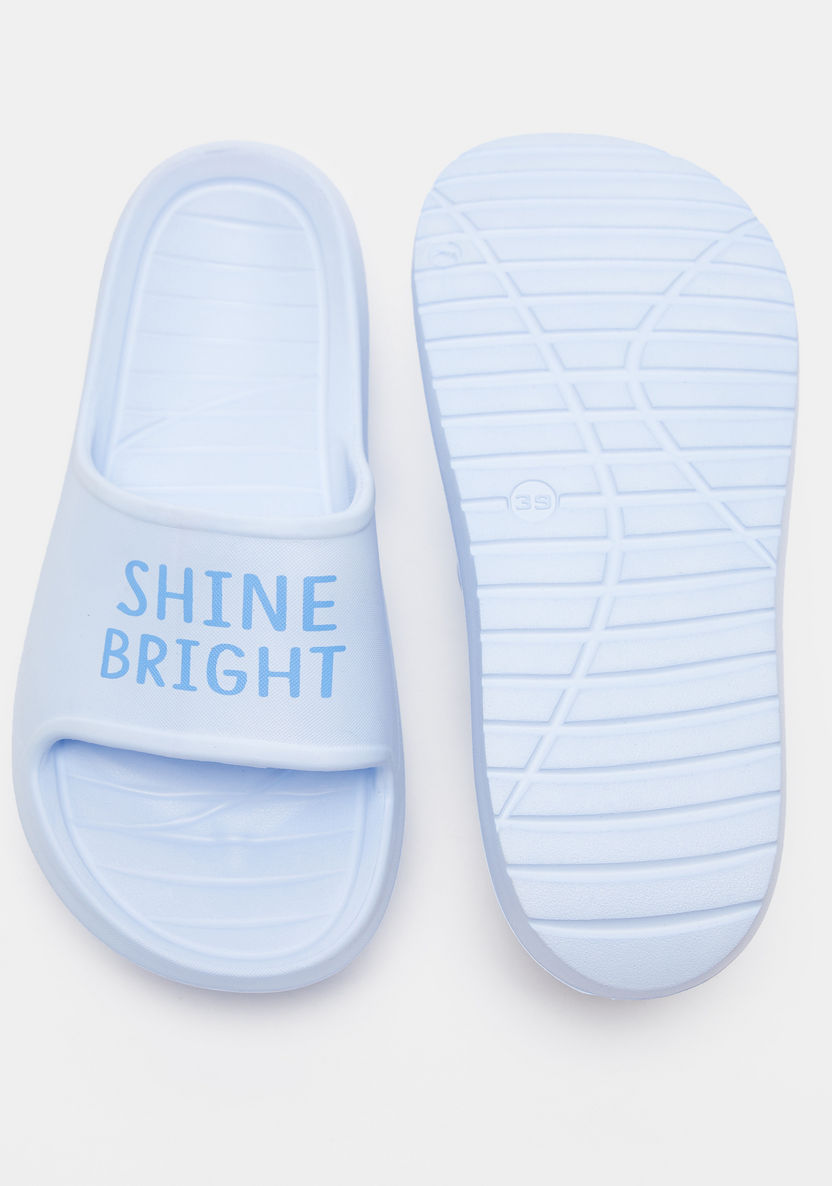 Dash Typographic Print Open Toe Slide Slippers-Women%27s Flip Flops & Beach Slippers-image-5