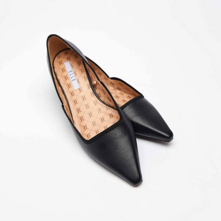ELLE Women's Solid Slip-On Pointed Toe Ballerina Shoes