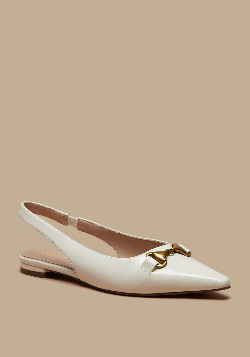 Celeste Women's Metallic Accent Pointed Toe Ballerina Shoes with Slingback-Women%27s Ballerinas-image-0