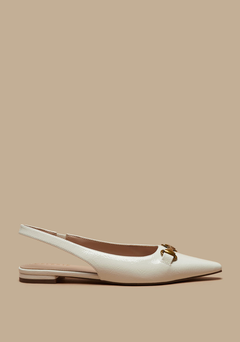Celeste Women's Metallic Accent Pointed Toe Ballerina Shoes with Slingback-Women%27s Ballerinas-image-2