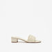 Elle Women's Monogram Embossed Slip-On Sandals with Block Heels-Women%27s Heel Sandals-thumbnail-1