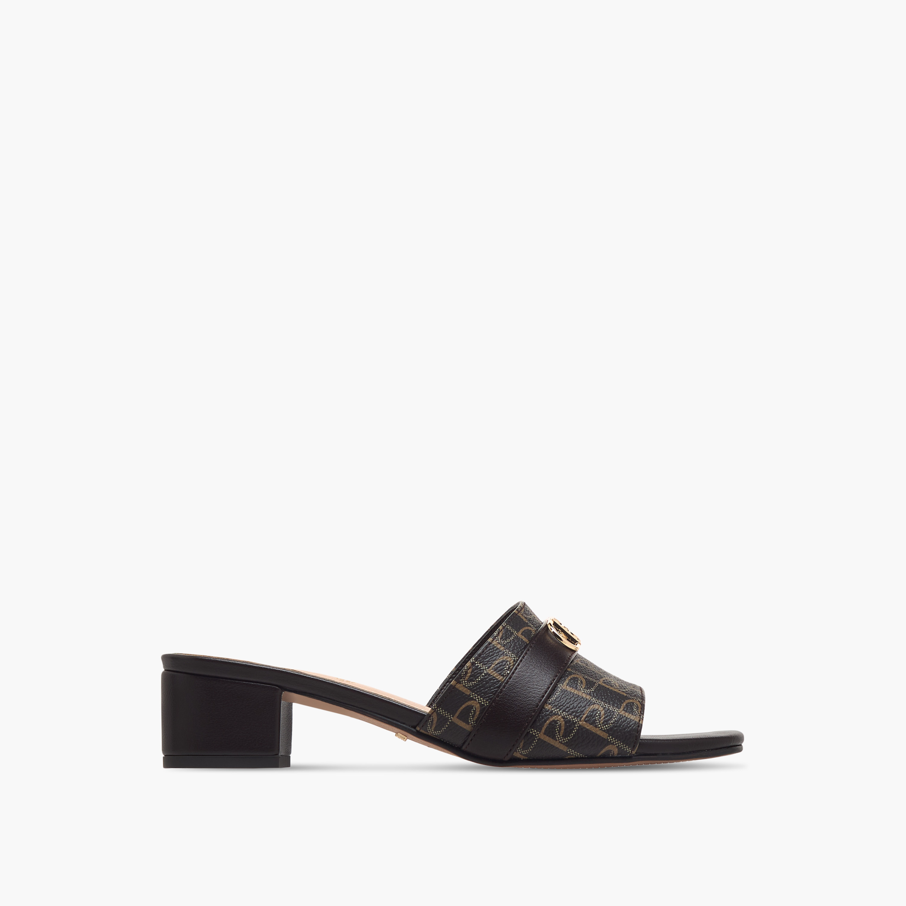 Paprika Monogram Print Slip-On Sandals with Block Heels-women-shoes-sandals-heeled-image-3