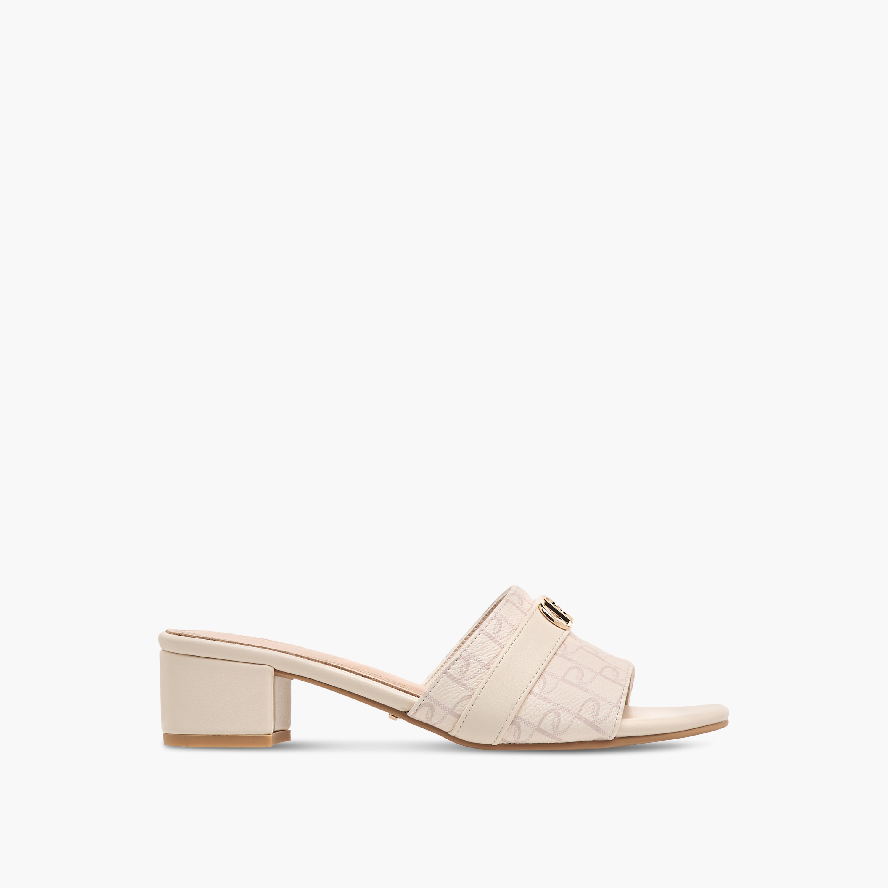 Paprika Monogram Print Slip-On Sandals with Block Heels-women-shoes-sandals-heeled-image-3