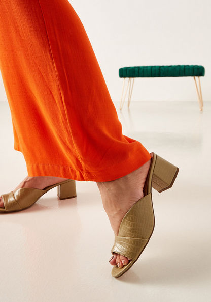 Celeste Women's Animal Textured Slip-On Sandals with Block Heels-Women%27s Heel Sandals-image-0