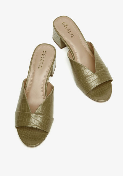 Celeste Women's Animal Textured Slip-On Sandals with Block Heels-Women%27s Heel Sandals-image-2