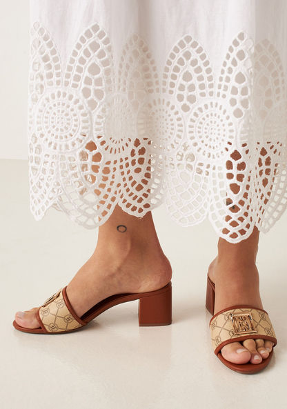 Elle Women's Embellished Slip-On Sandals with Block Heels-Women%27s Heel Sandals-image-1