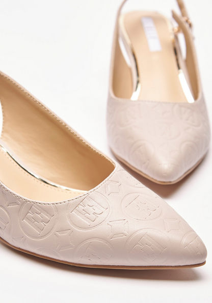 ELLE  Women's Textured Slingback Kitten Heels-Women%27s Heel Shoes-image-5