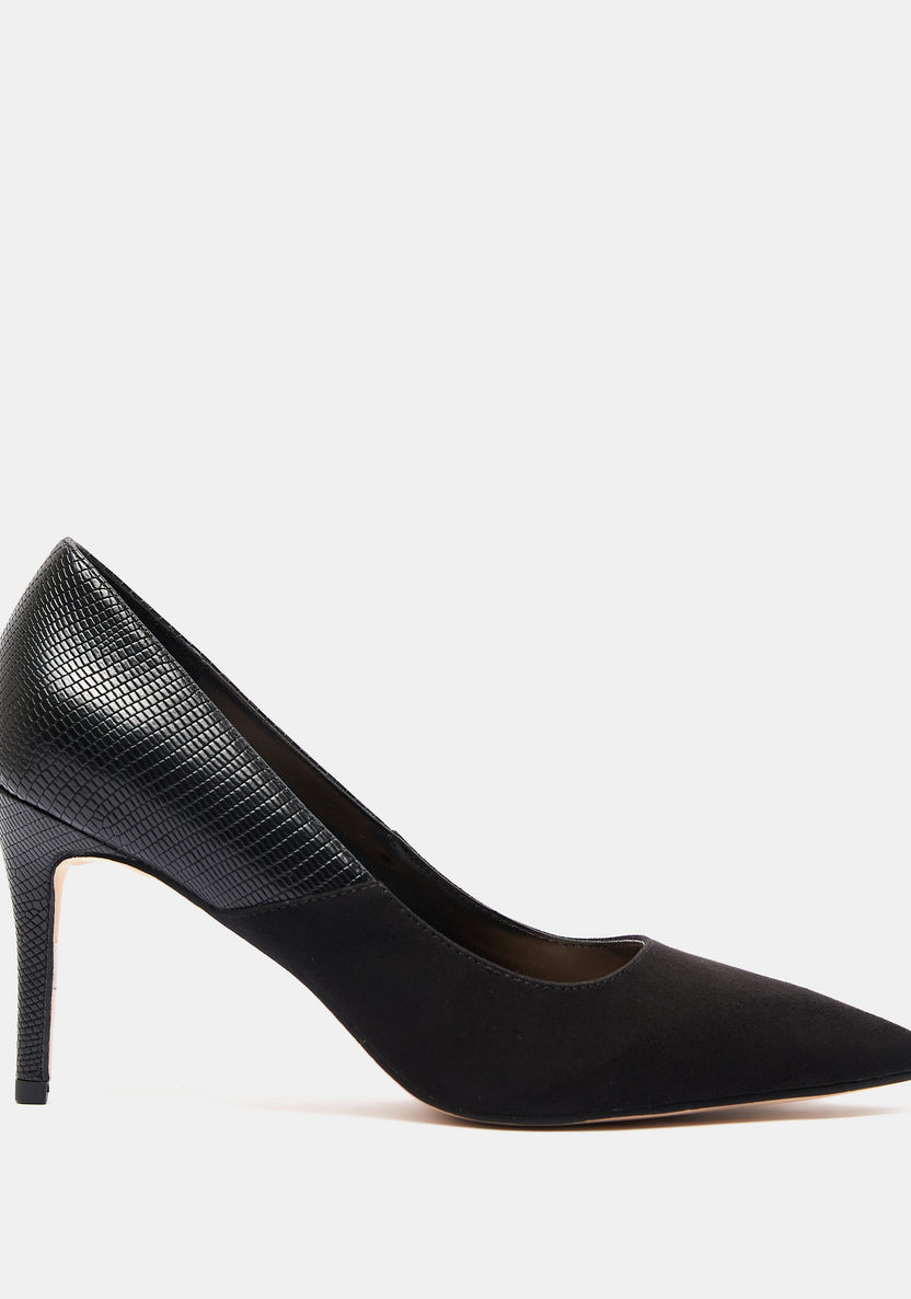 ELLE Women's Textured Slip-On Pumps with Stiletto Heels-Women%27s Heel Shoes-image-0