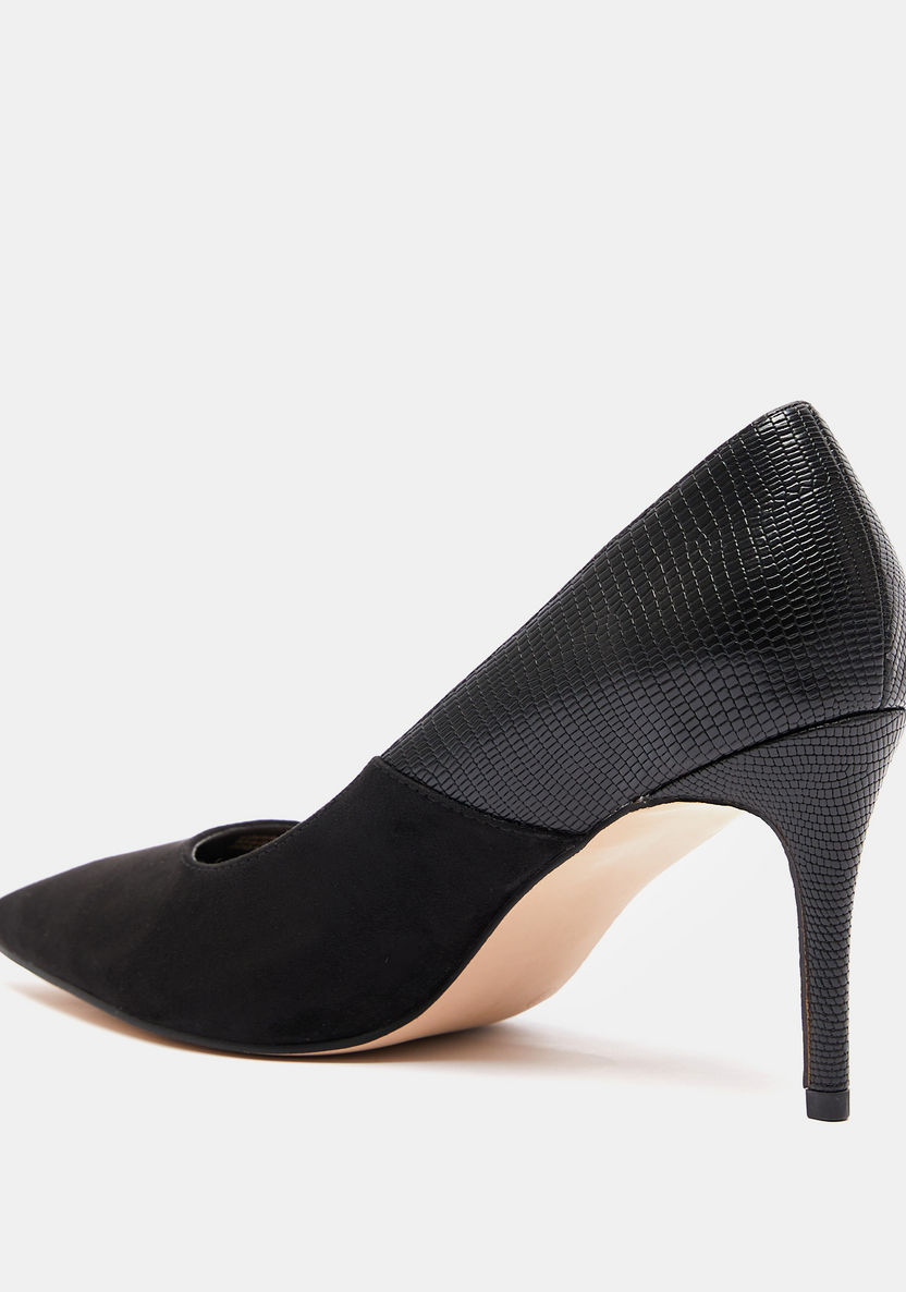 ELLE Women's Textured Slip-On Pumps with Stiletto Heels-Women%27s Heel Shoes-image-2