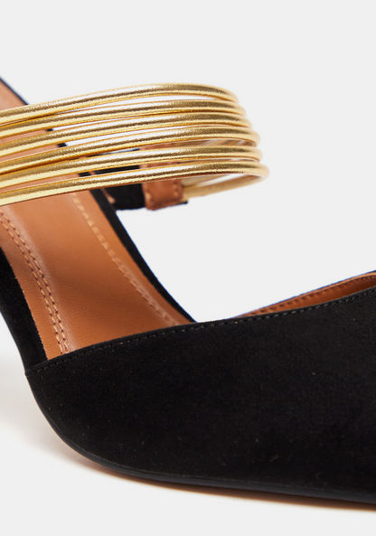 Celeste Women's Slip-On Mules with Stiletto Heels and Metallic Strap-Women%27s Heel Shoes-image-3