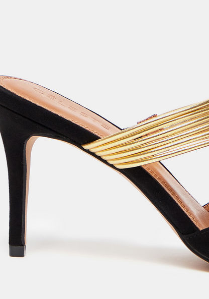 Celeste Women's Slip-On Mules with Stiletto Heels and Metallic Strap-Women%27s Heel Shoes-image-5