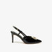 ELLE Women's Monogram Accented Sandals with Stiletto Heels-Women%27s Heel Shoes-thumbnail-0