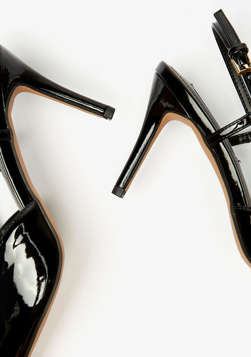 ELLE Women's Monogram Accented Sandals with Stiletto Heels-Women%27s Heel Shoes-image-2