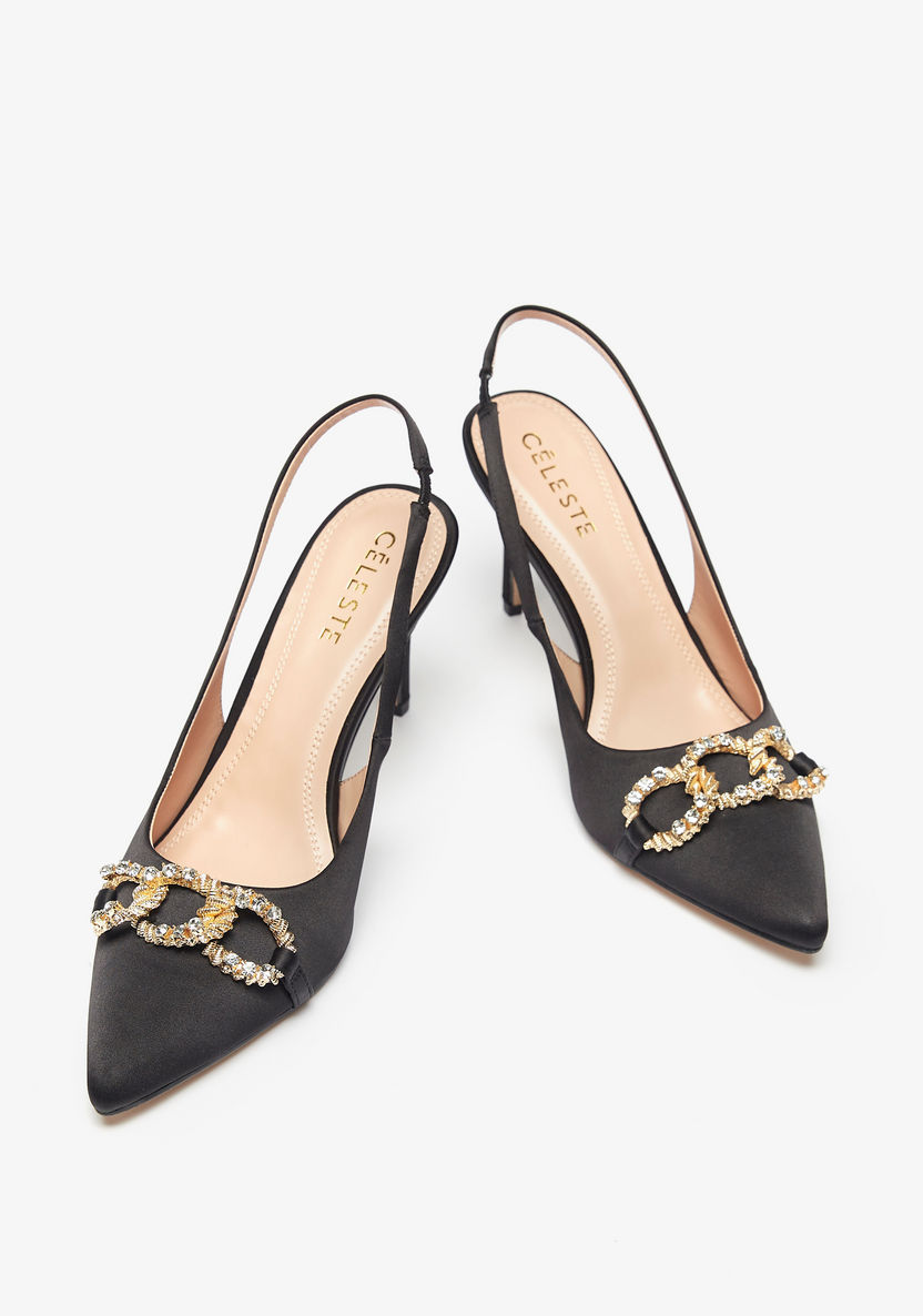 Celeste Women's Embellished Slingback Sandals with Stiletto Heels-Women%27s Heel Shoes-image-1