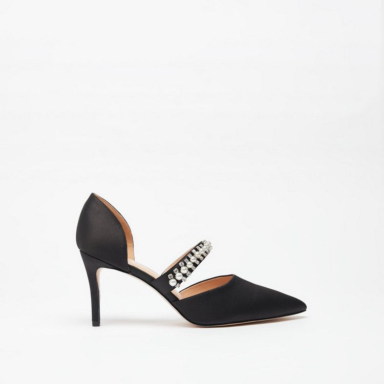 Celeste Embellished Slip-On Shoes with Stiletto Heels