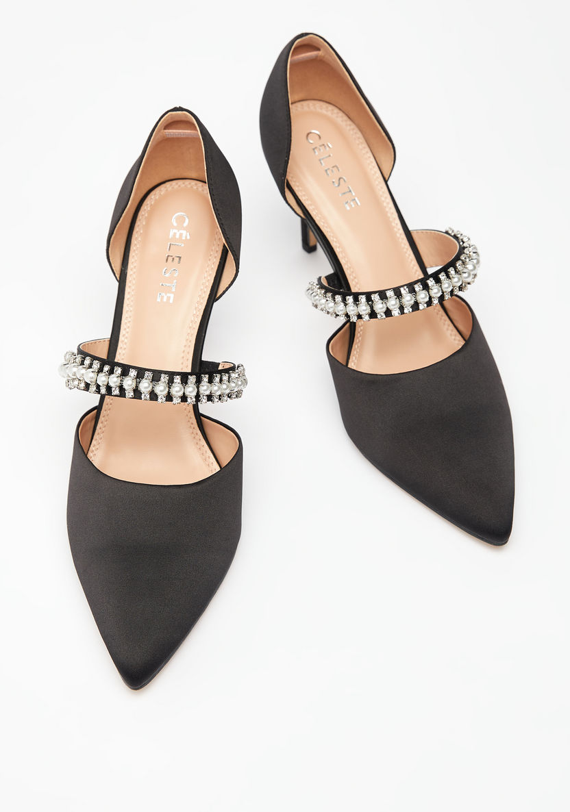 Celeste Embellished Slip-On Shoes with Stiletto Heels-Women%27s Heel Shoes-image-2