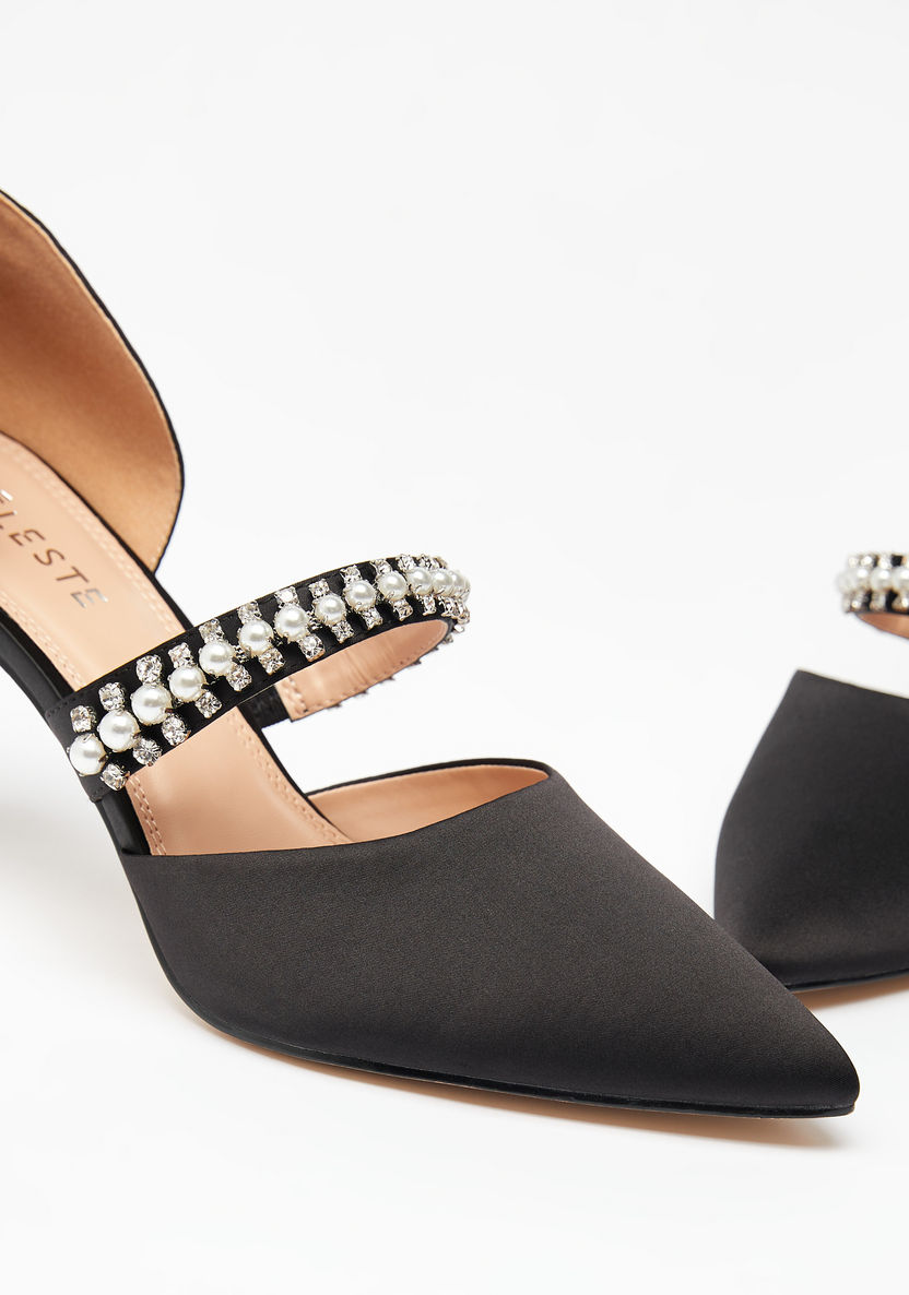 Celeste Embellished Slip-On Shoes with Stiletto Heels-Women%27s Heel Shoes-image-5