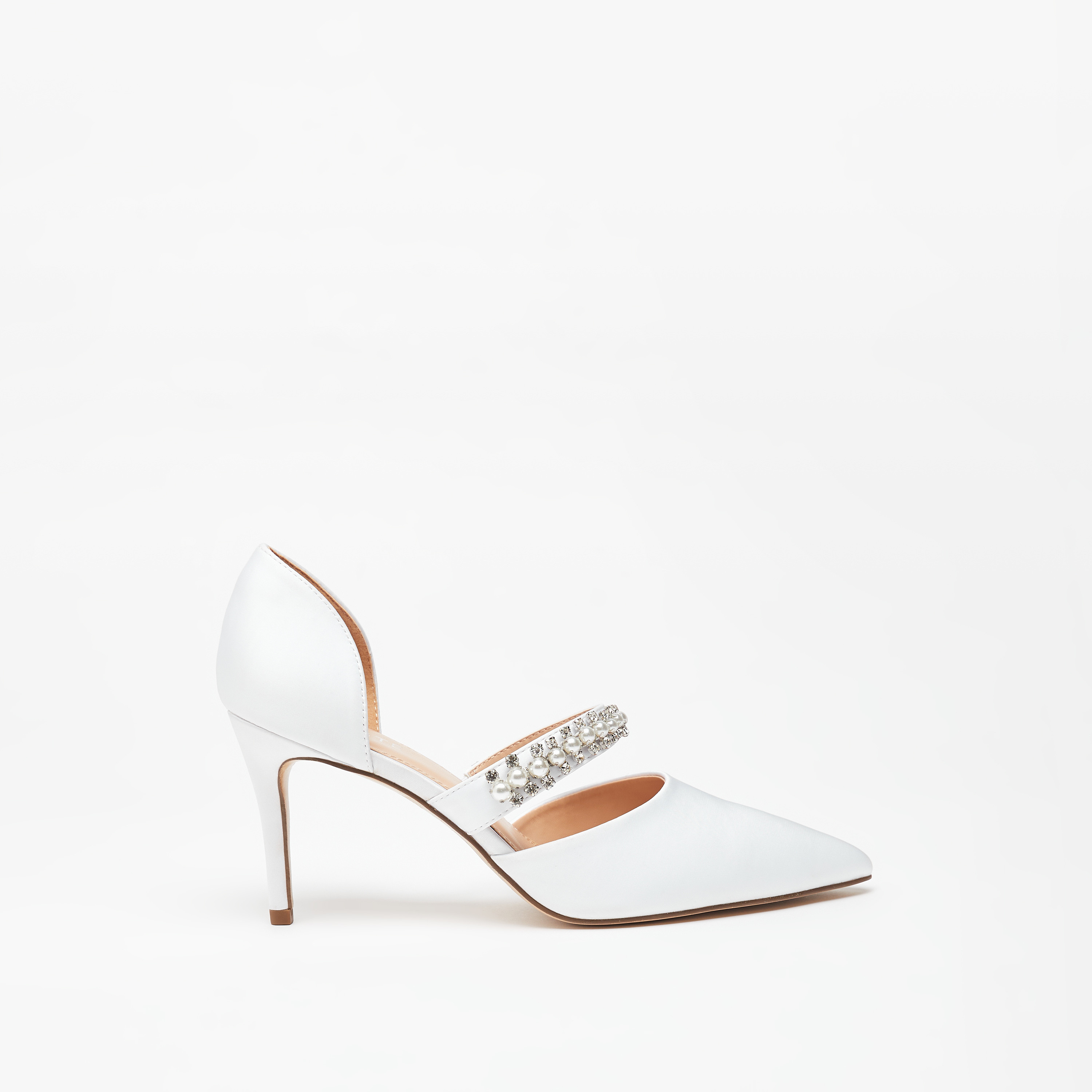 Shop Celeste Embellished Slip On Shoes with Stiletto Heels Online Splash UAE