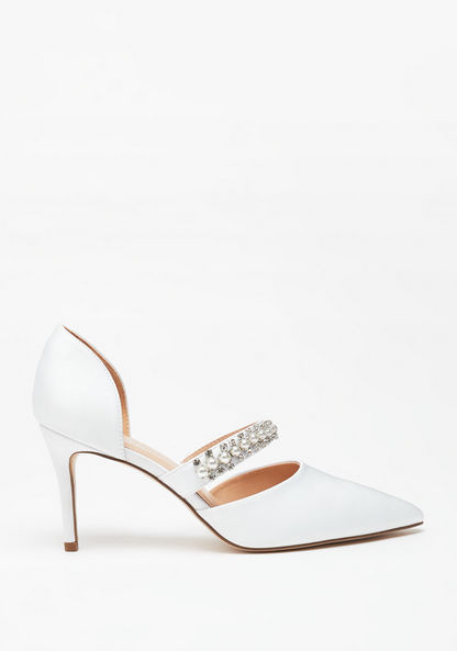 Celeste Embellished Slip-On Shoes with Stiletto Heels-Women%27s Heel Shoes-image-1