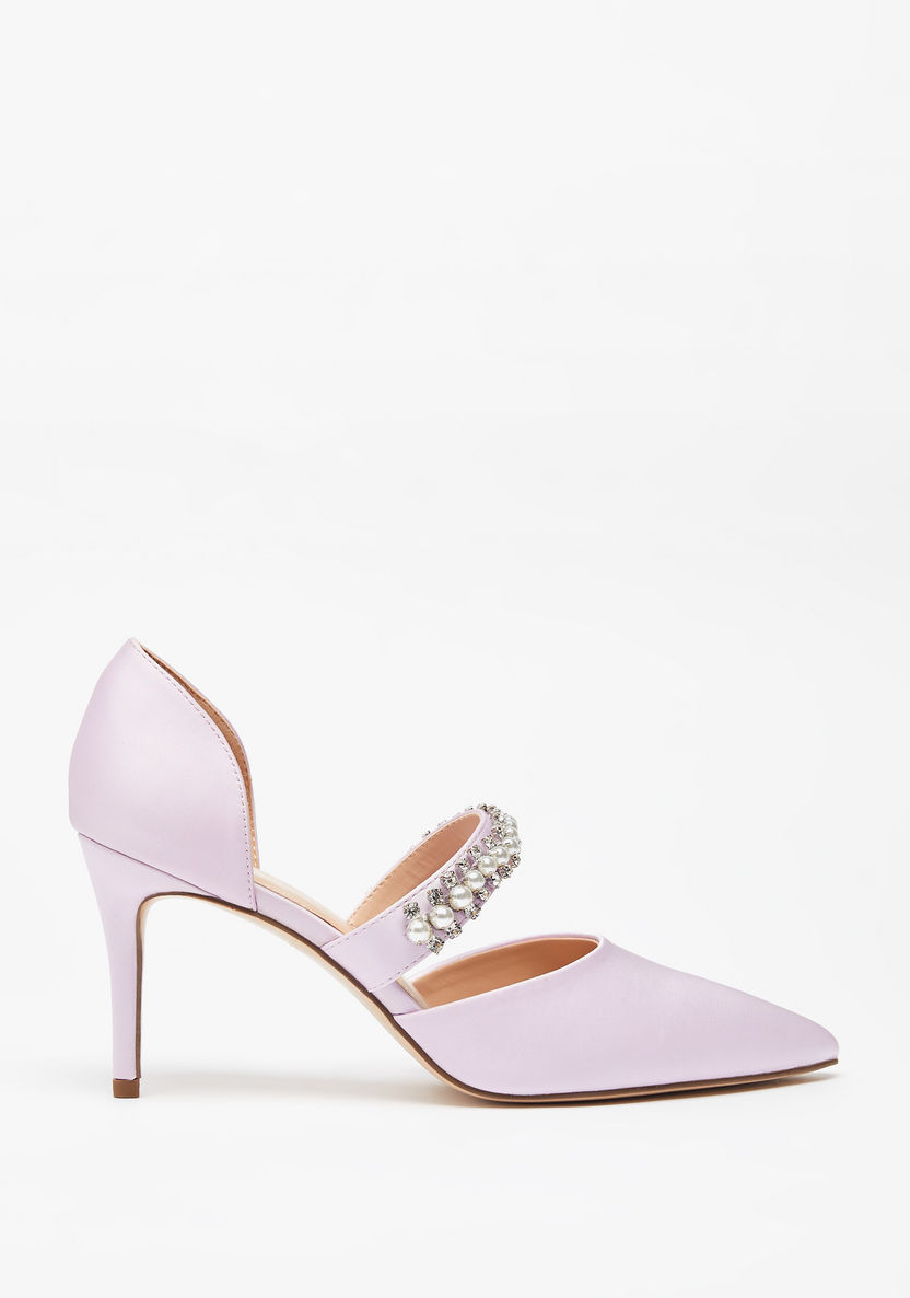Celeste Embellished Slip-On Shoes with Stiletto Heels-Women%27s Heel Shoes-image-1