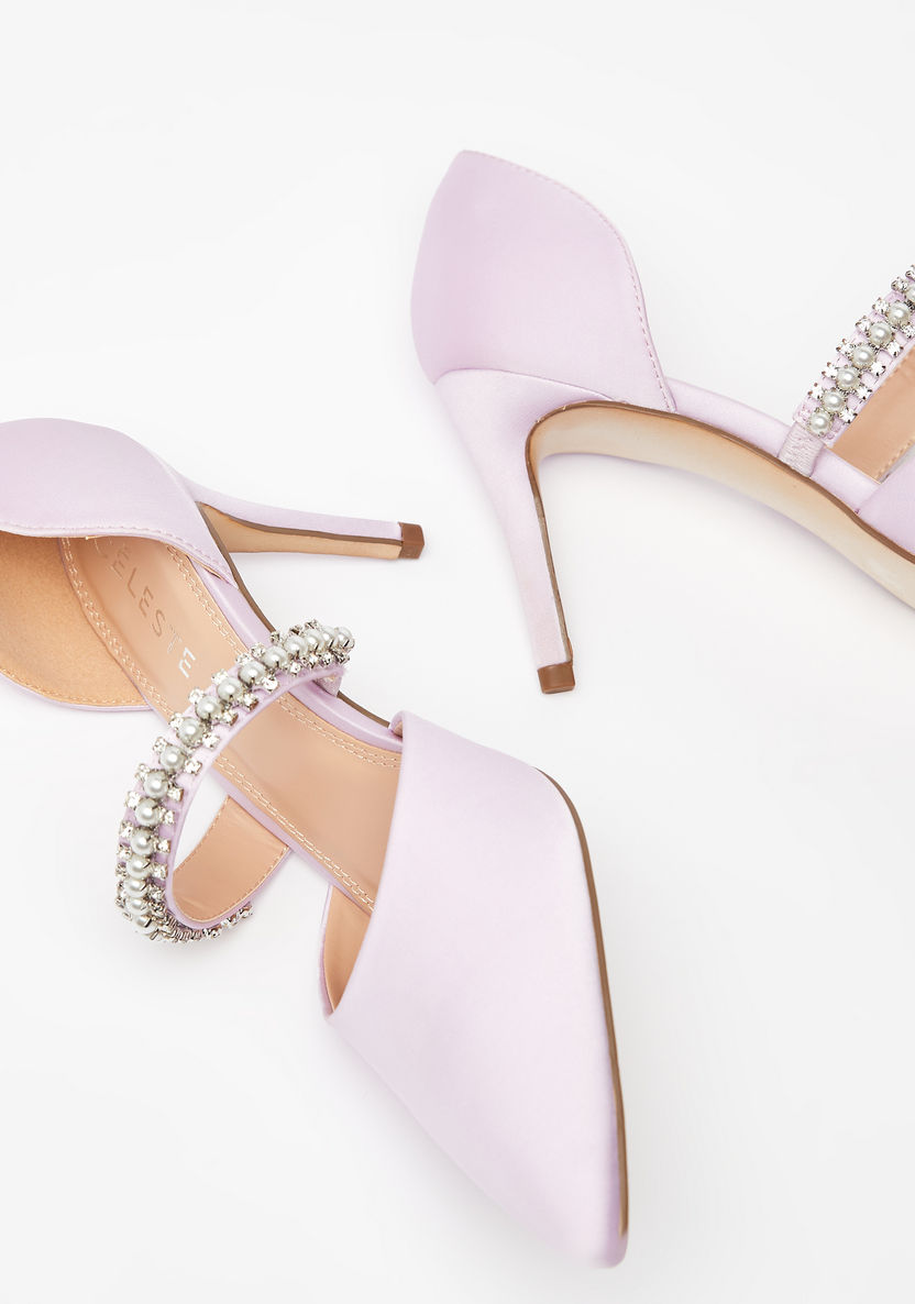 Celeste Embellished Slip-On Shoes with Stiletto Heels-Women%27s Heel Shoes-image-3