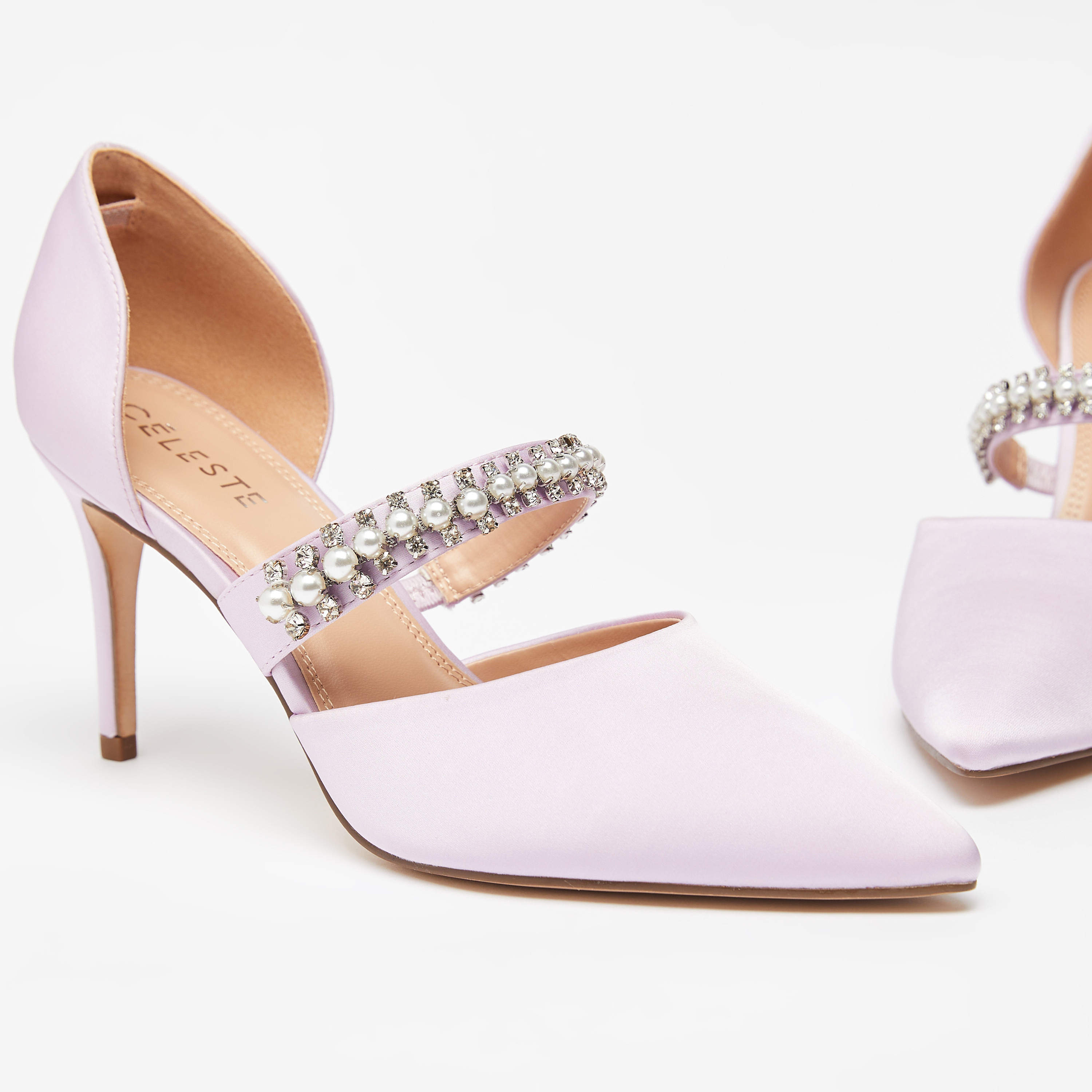 Embellished slip deals on shoes