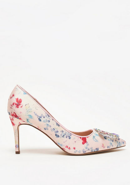 Celeste Women's Floral Print Slip-On Shoes with Stiletto Heels